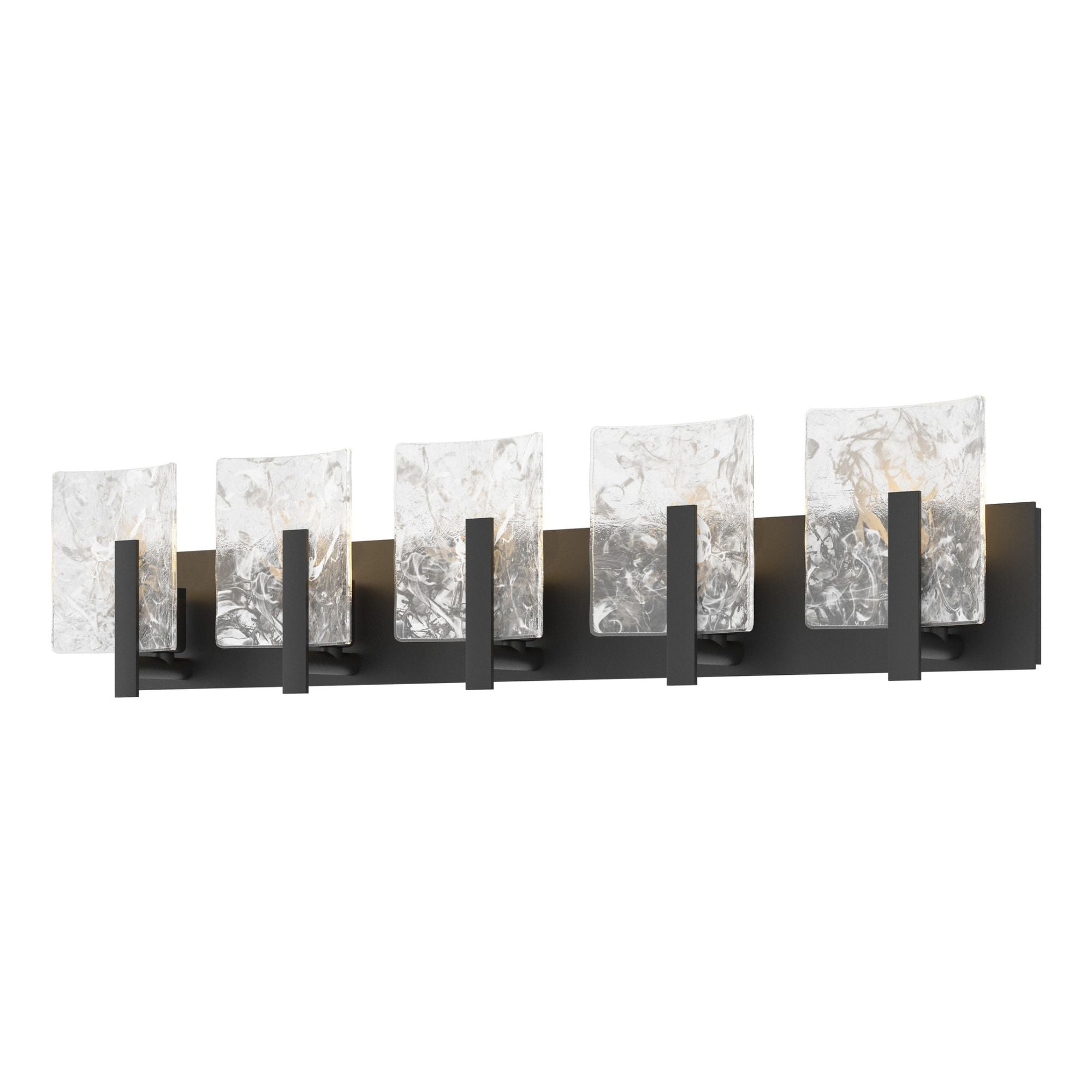 Arc 5-Light Bath Sconce 5-Light White Swirl Glass (YR) in Black