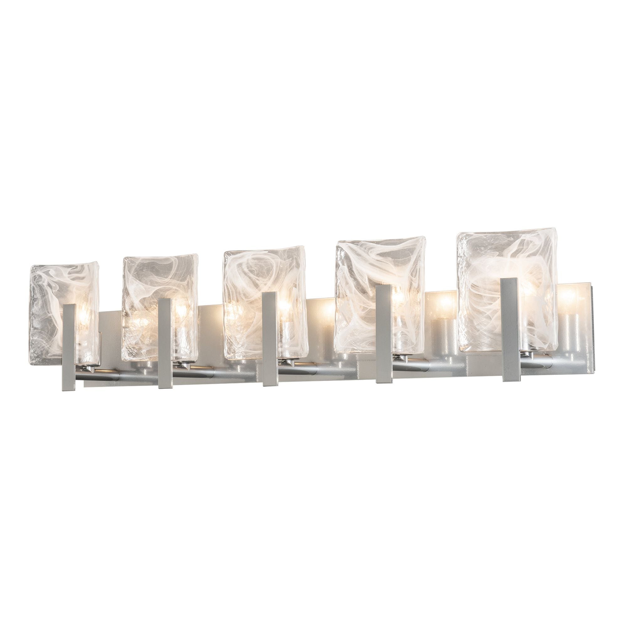 Arc 5-Light Bath Sconce 5-Light White Swirl Glass (YR) in Sterling