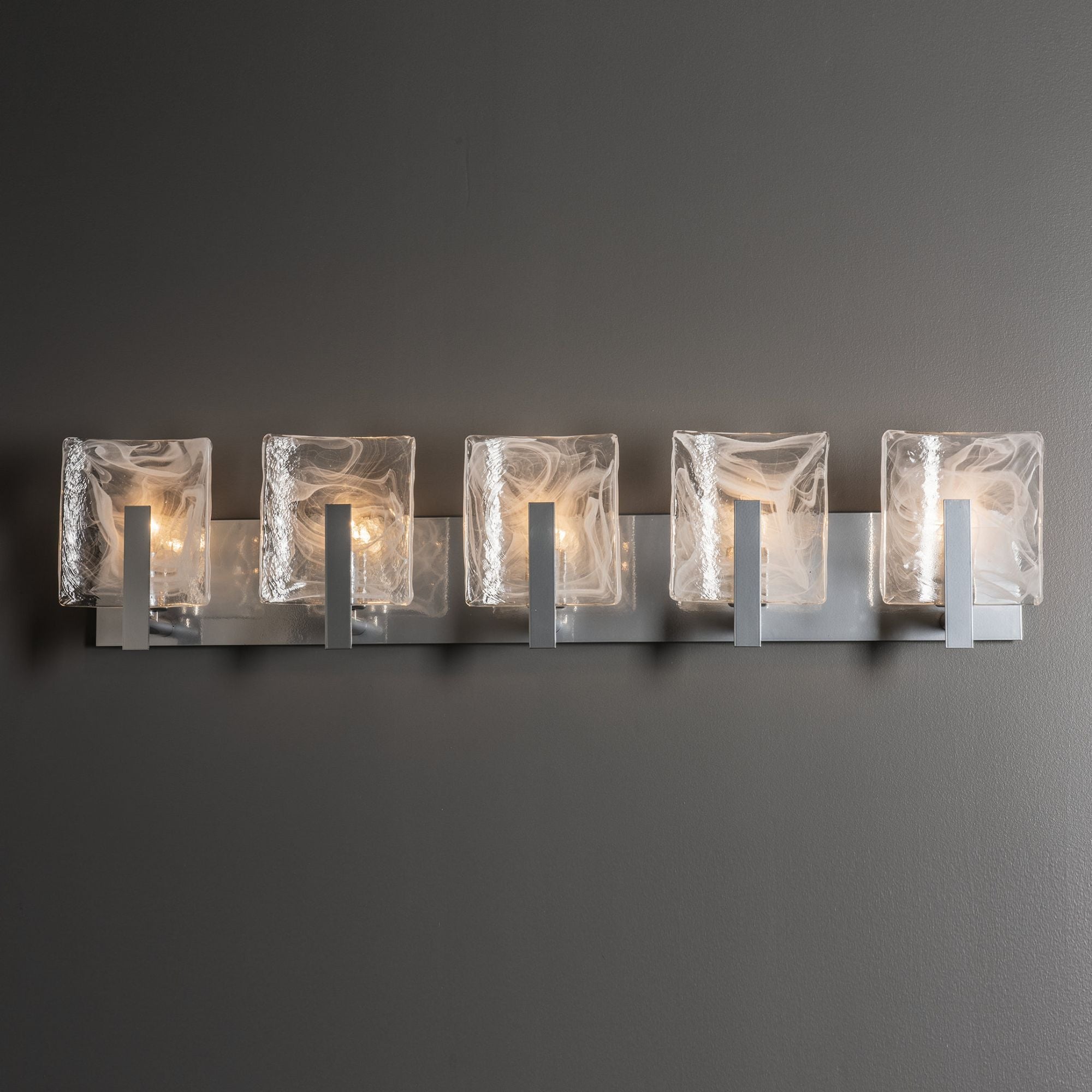 Arc 5-Light Bath Sconce 5-Light White Swirl Glass (YR) in Sterling