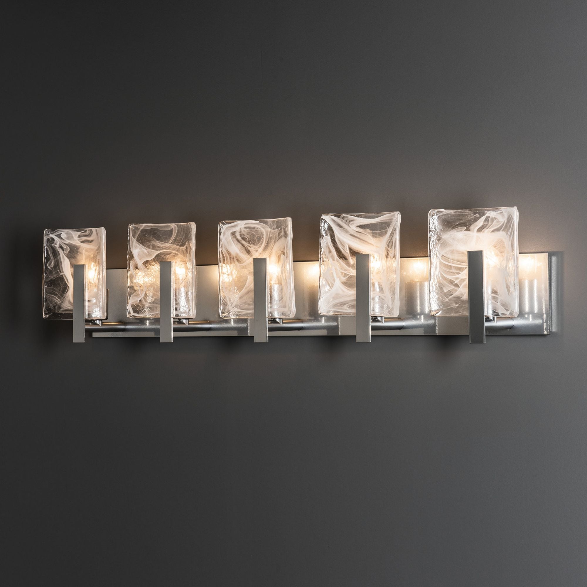 Arc 5-Light Bath Sconce 5-Light White Swirl Glass (YR) in Sterling