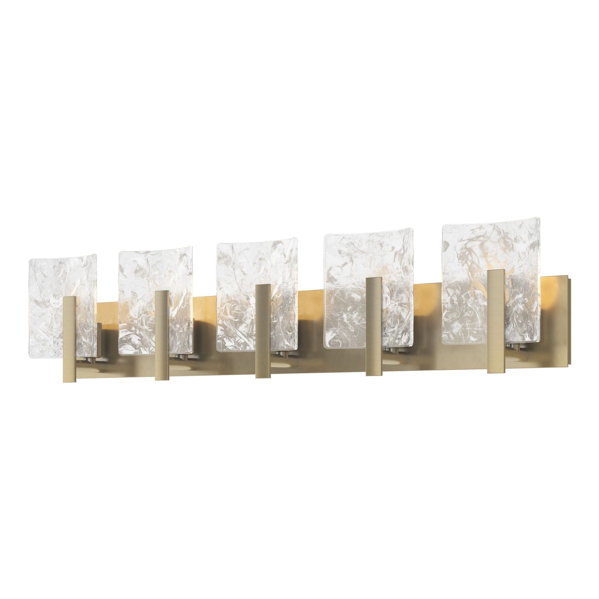 Arc 5-Light Bath Sconce 5-Light White Swirl Glass (YR) in Modern Brass