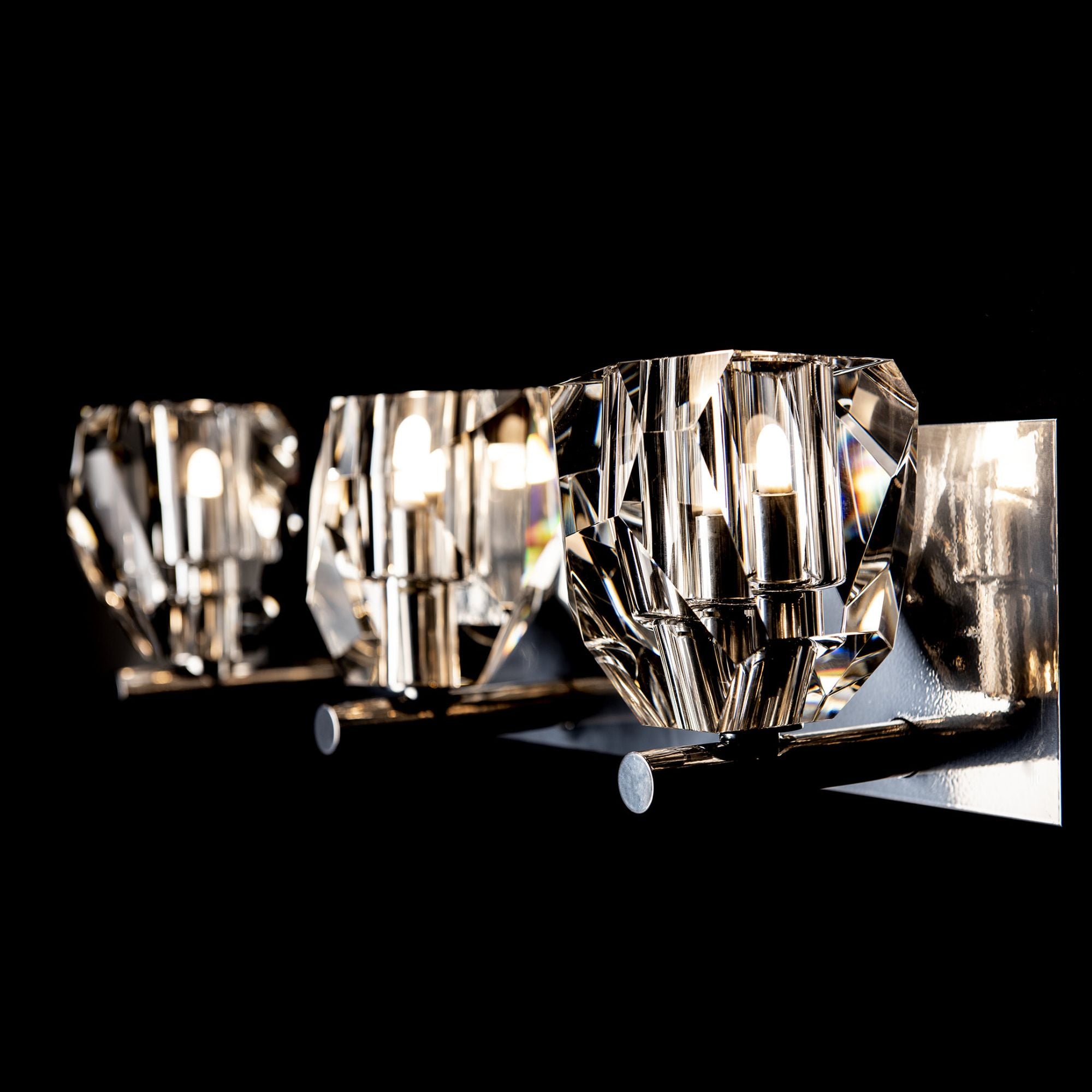 Gatsby 3-Light Bath Sconce 3-Light Crystal in Sterling