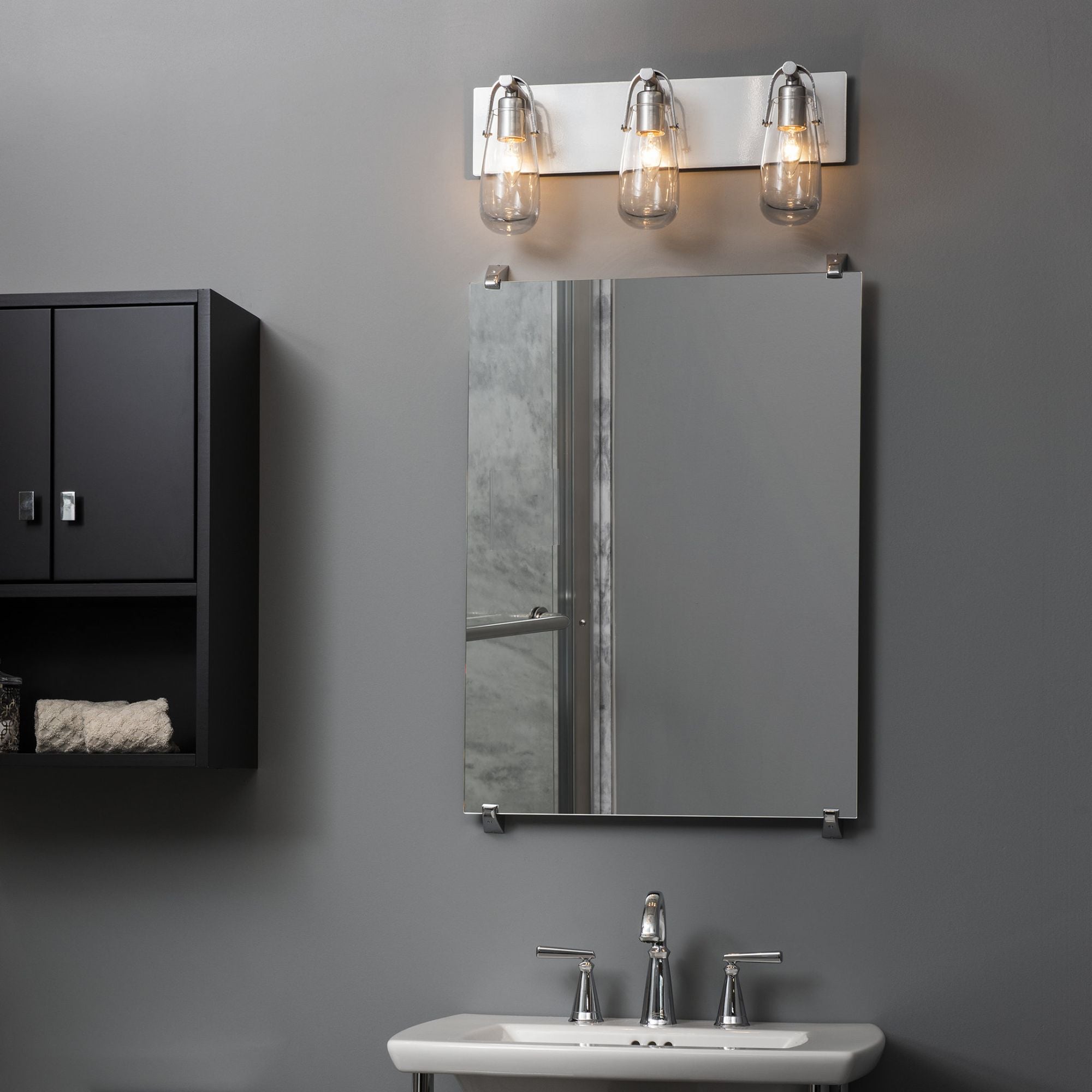 Eos 3-Light Bath Sconce 3-Light Clear Glass (ZM) in Sterling