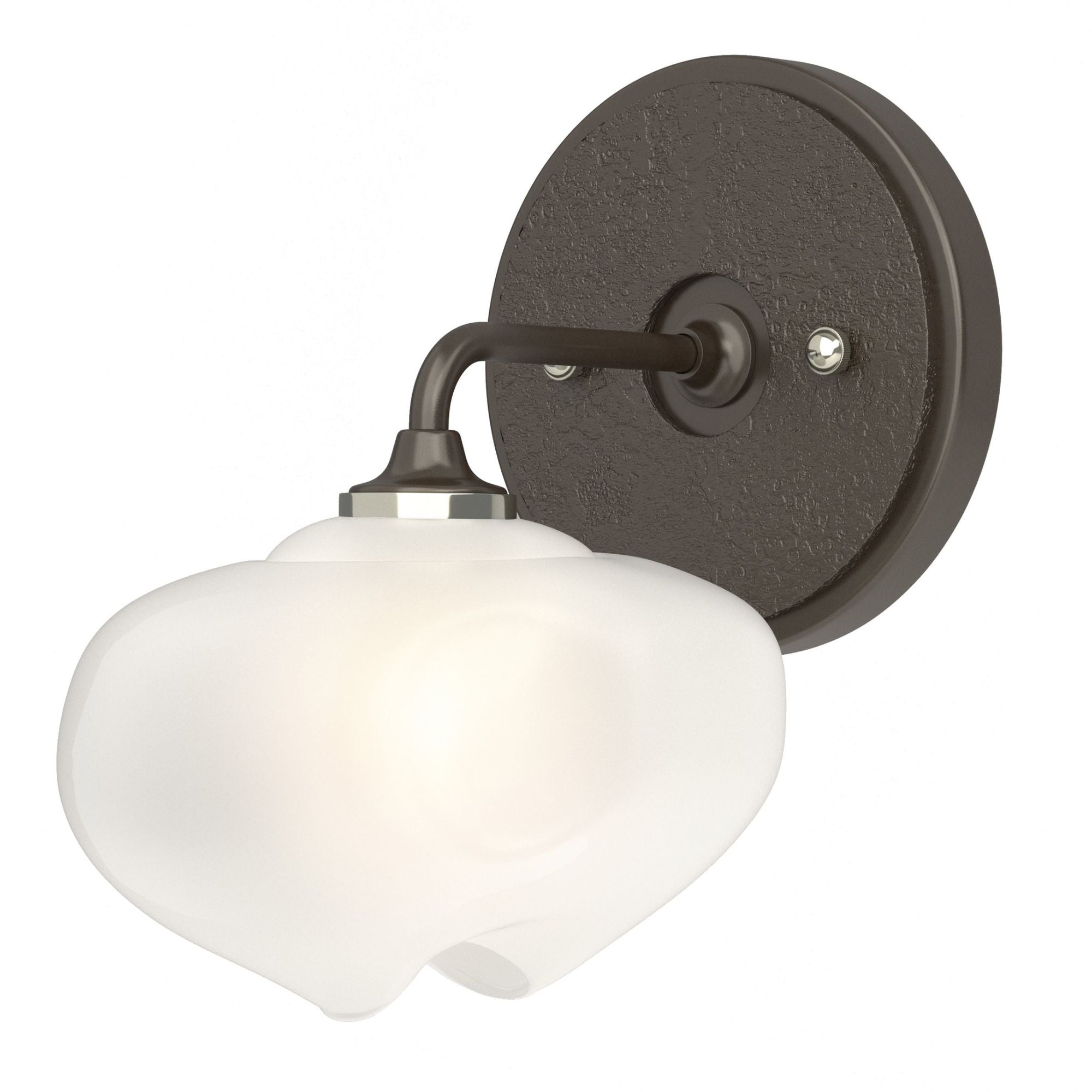Ume 1-Light Curved Arm Bath Sconce 1-Light Oil Rubbed Bronze Accent Frosted Glass (FD) in Oil Rubbed Bronze