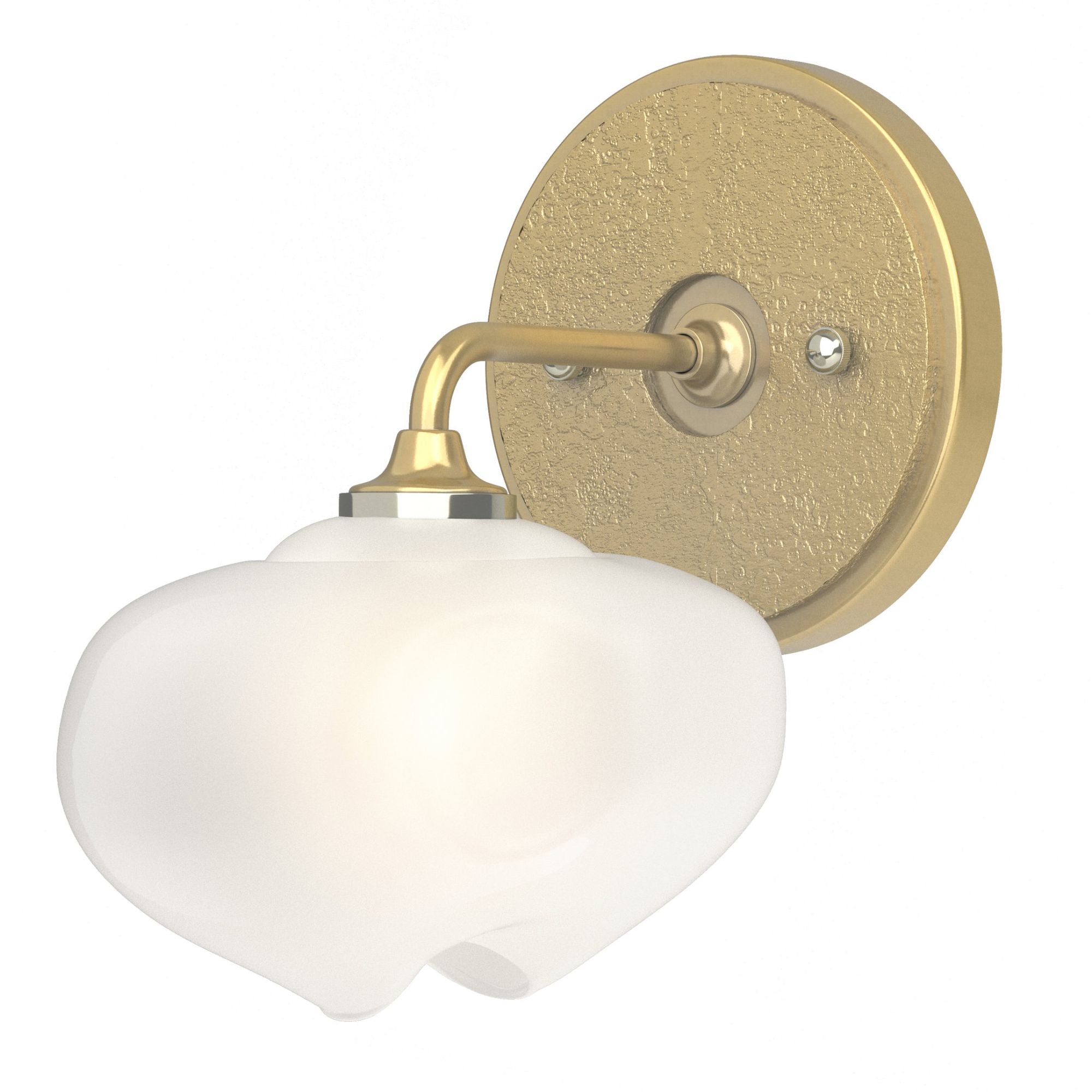 Ume 1-Light Curved Arm Bath Sconce 1-Light Modern Brass Accent Frosted Glass (FD) in Modern Brass