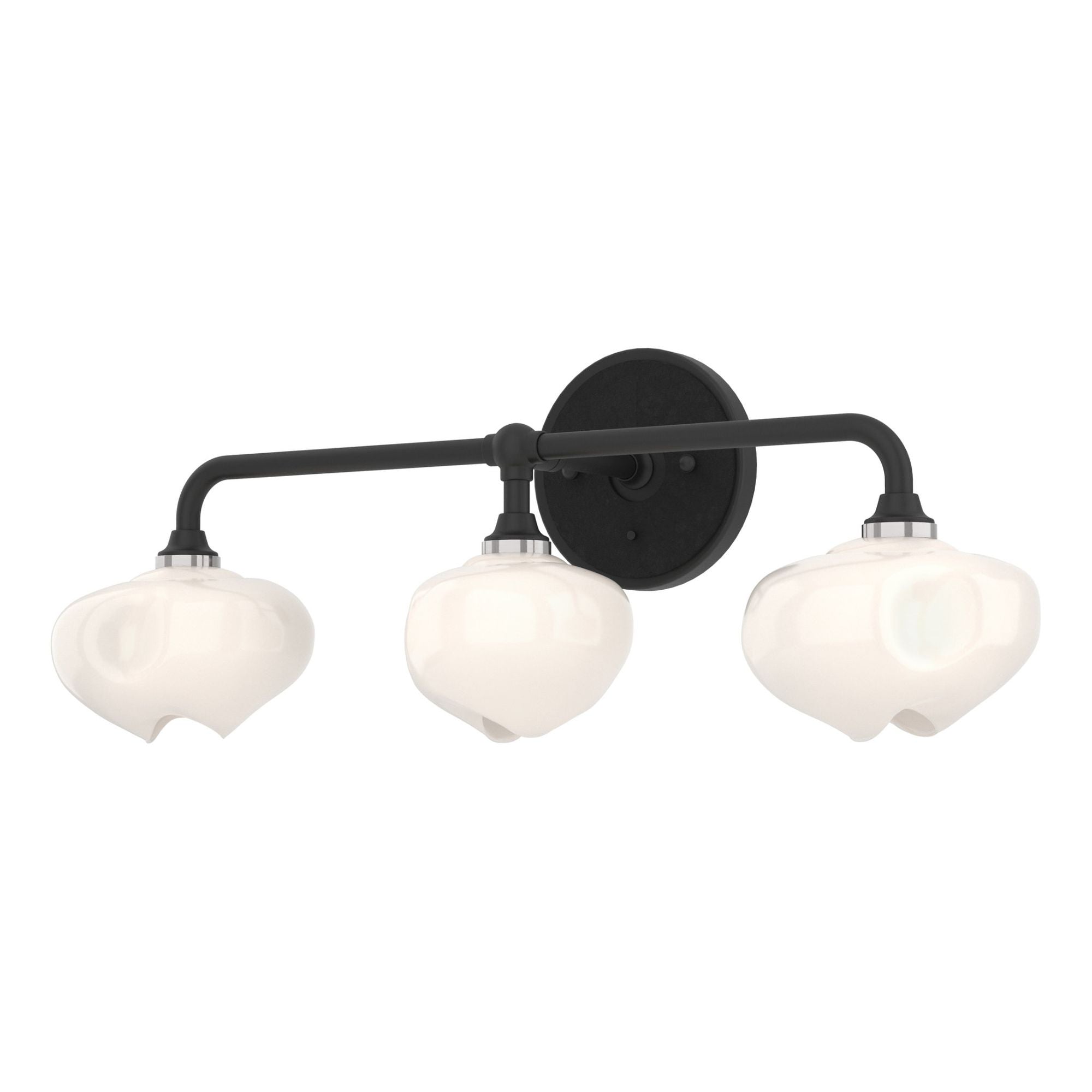 Ume 3-Light Curved Arm Bath Sconce 3-Light Black Accent Frosted Glass (FD) in Black