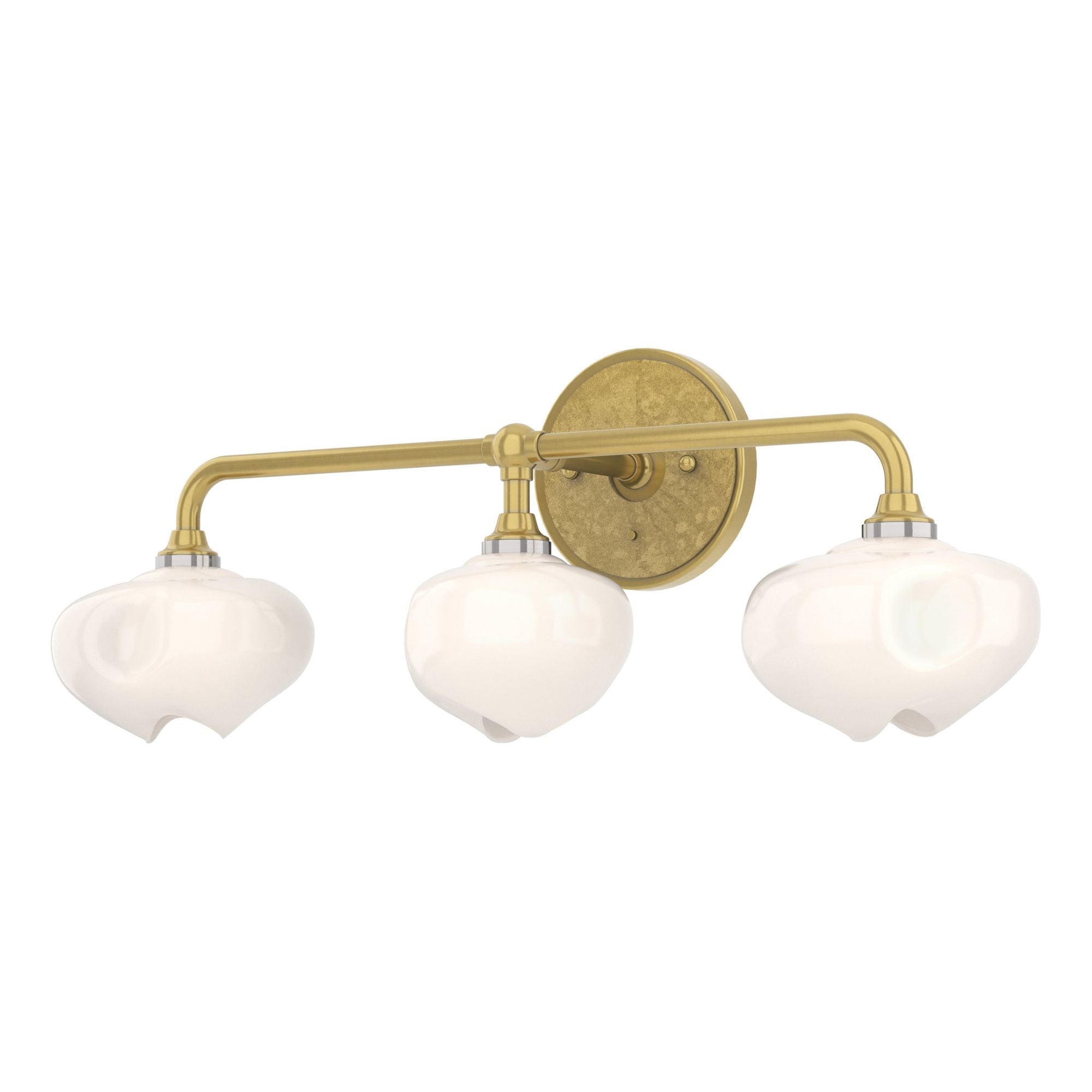 Ume 3-Light Curved Arm Bath Sconce 3-Light Modern Brass Accent Frosted Glass (FD) in Modern Brass