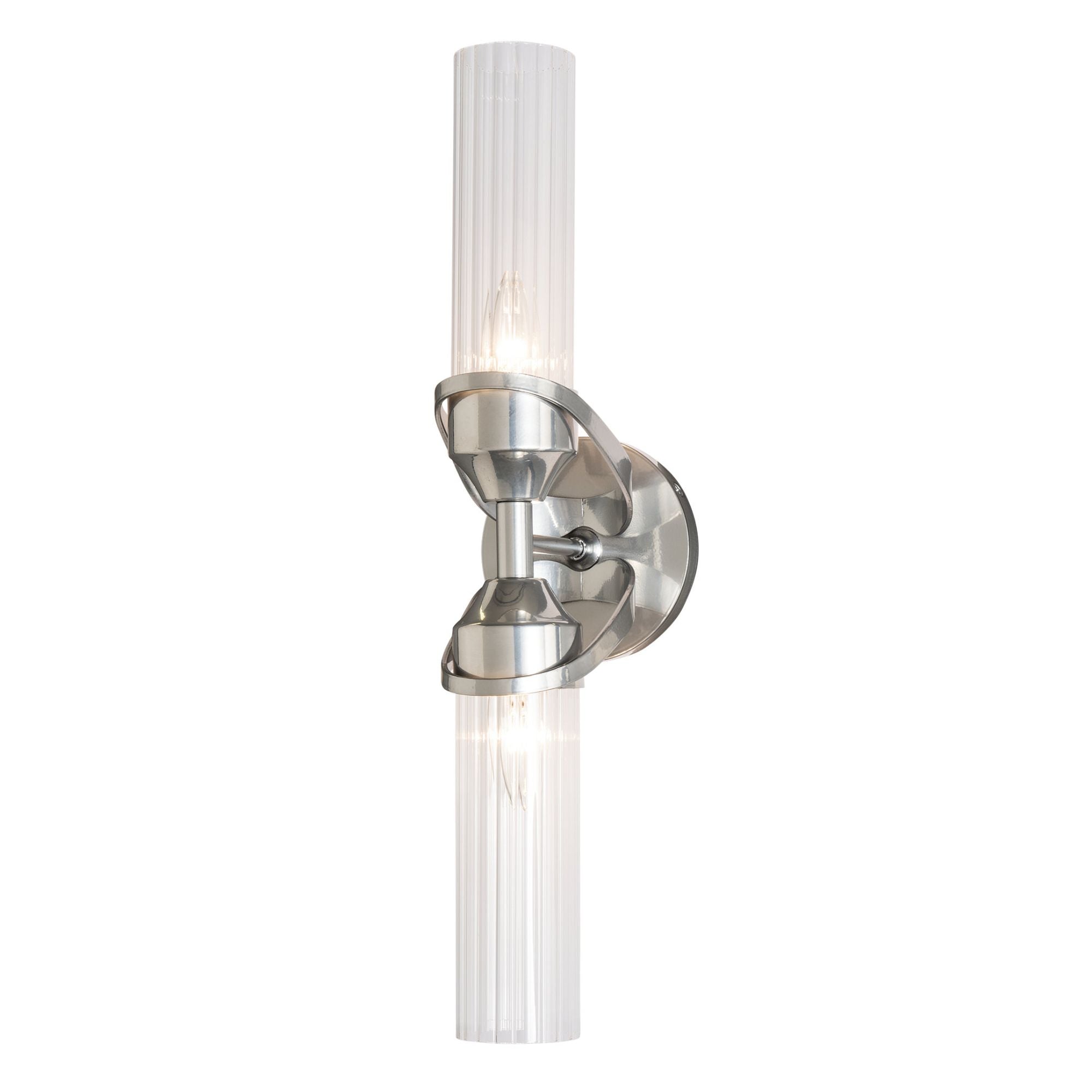 Bow 2-Light Bath Sconce 2-Light Clear Glass (ZM) in Sterling
