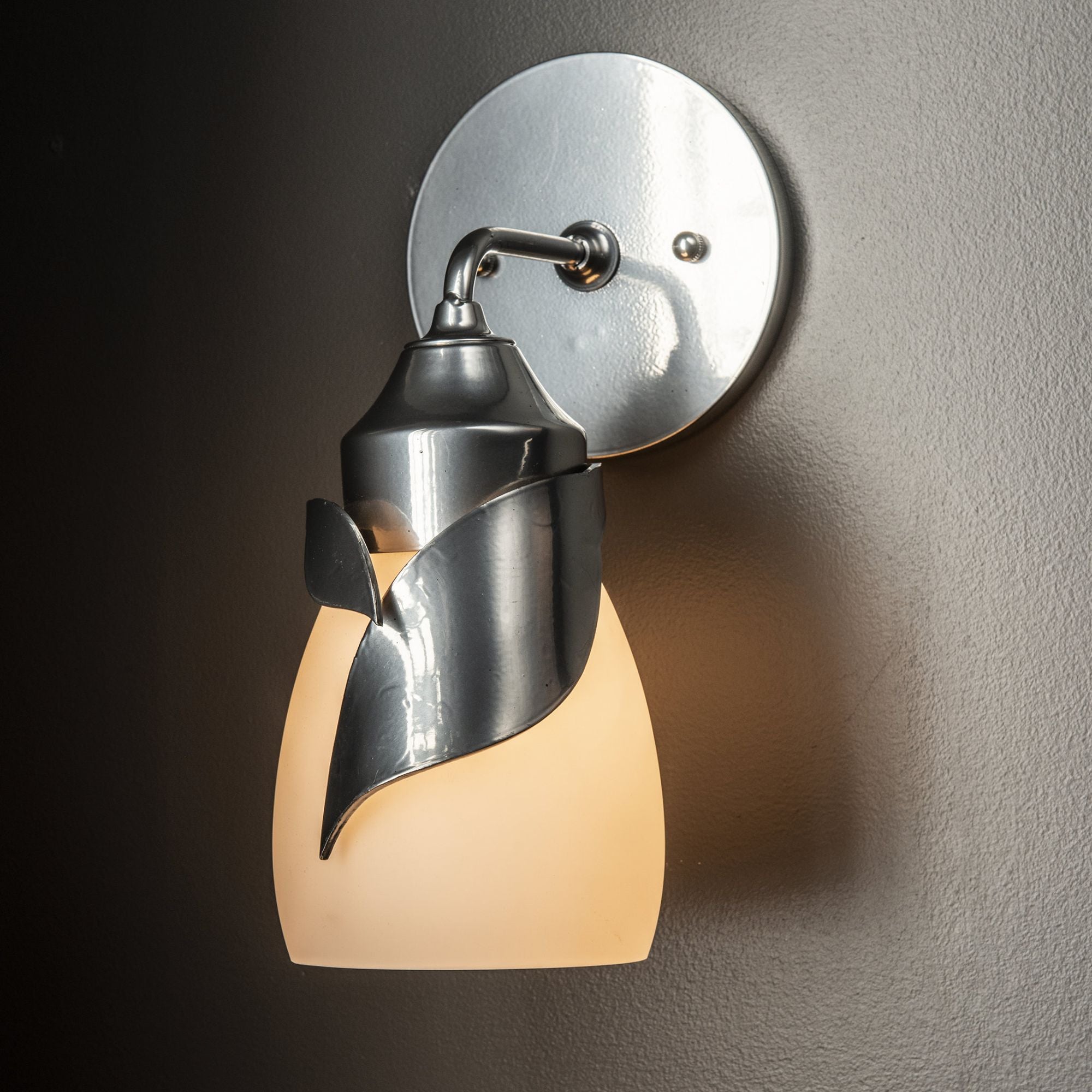 Lapas Opal Glass 1-Light Bath Sconce 1-Light Opal Glass (GG) in Sterling