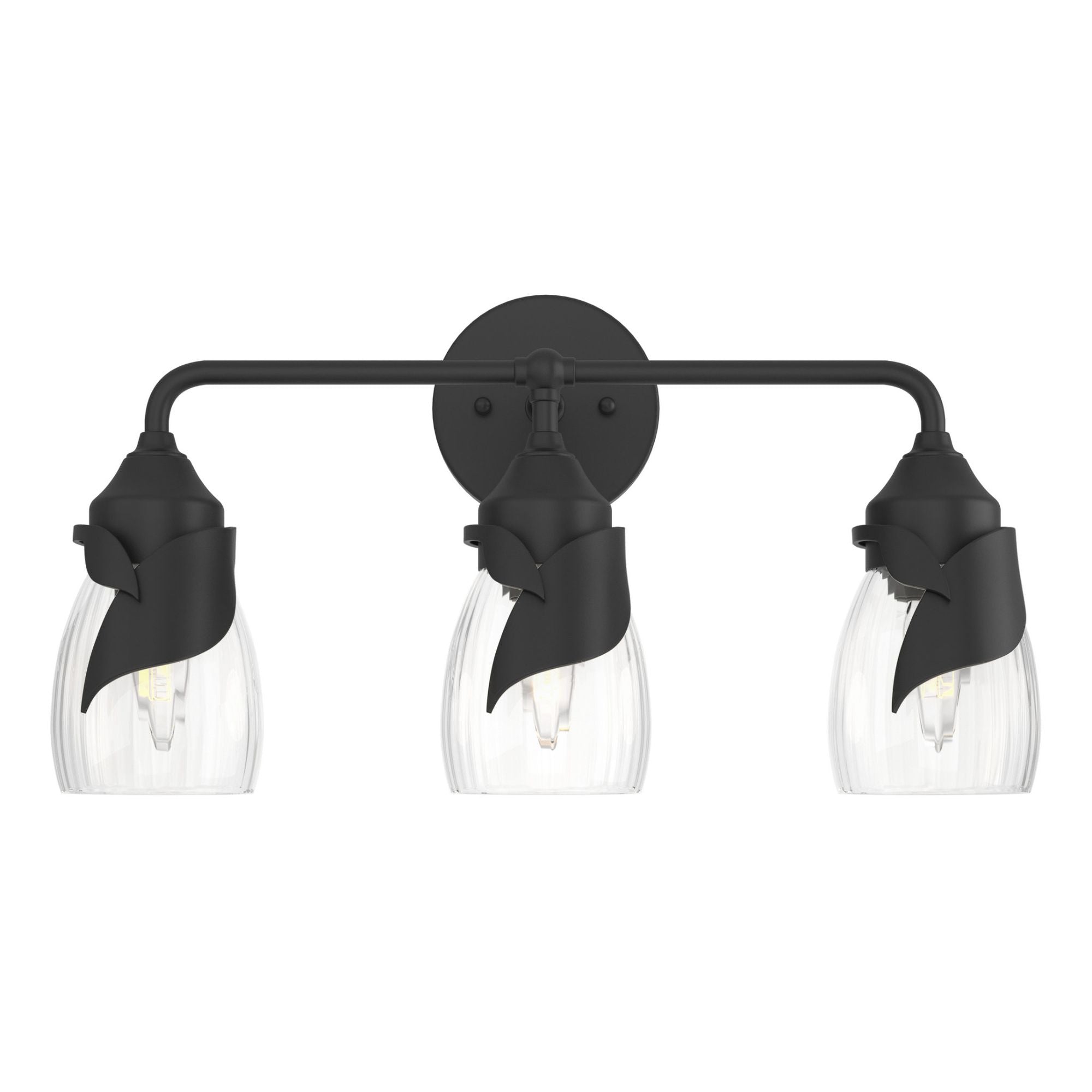 Lapas Water Glass 3-Light Bath Sconce 3-Light Water Glass (LL) in Black