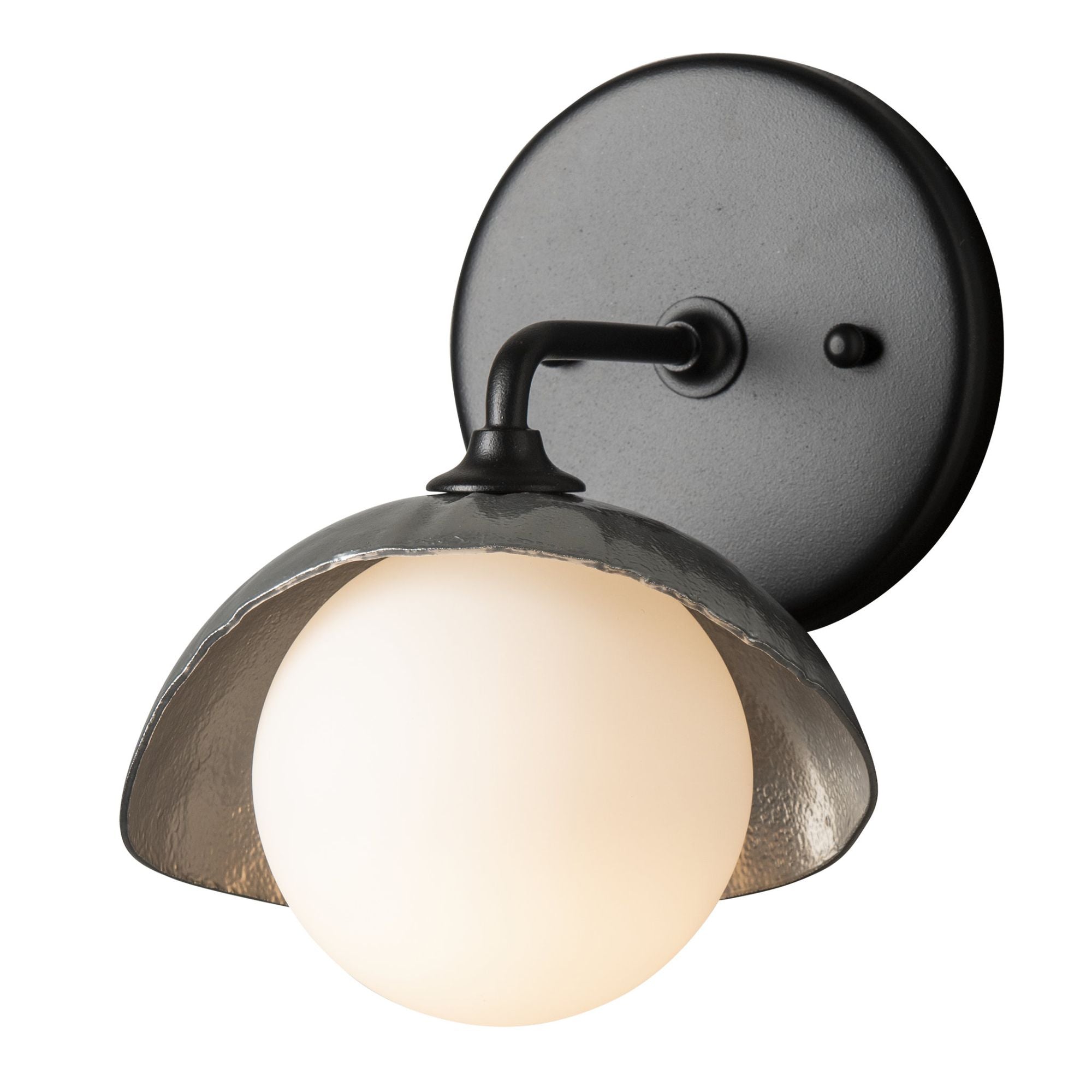 Brooklyn 1-Light Single Shade Bath Sconce 1-Light Sterling Accent Opal Glass (GG) in Black
