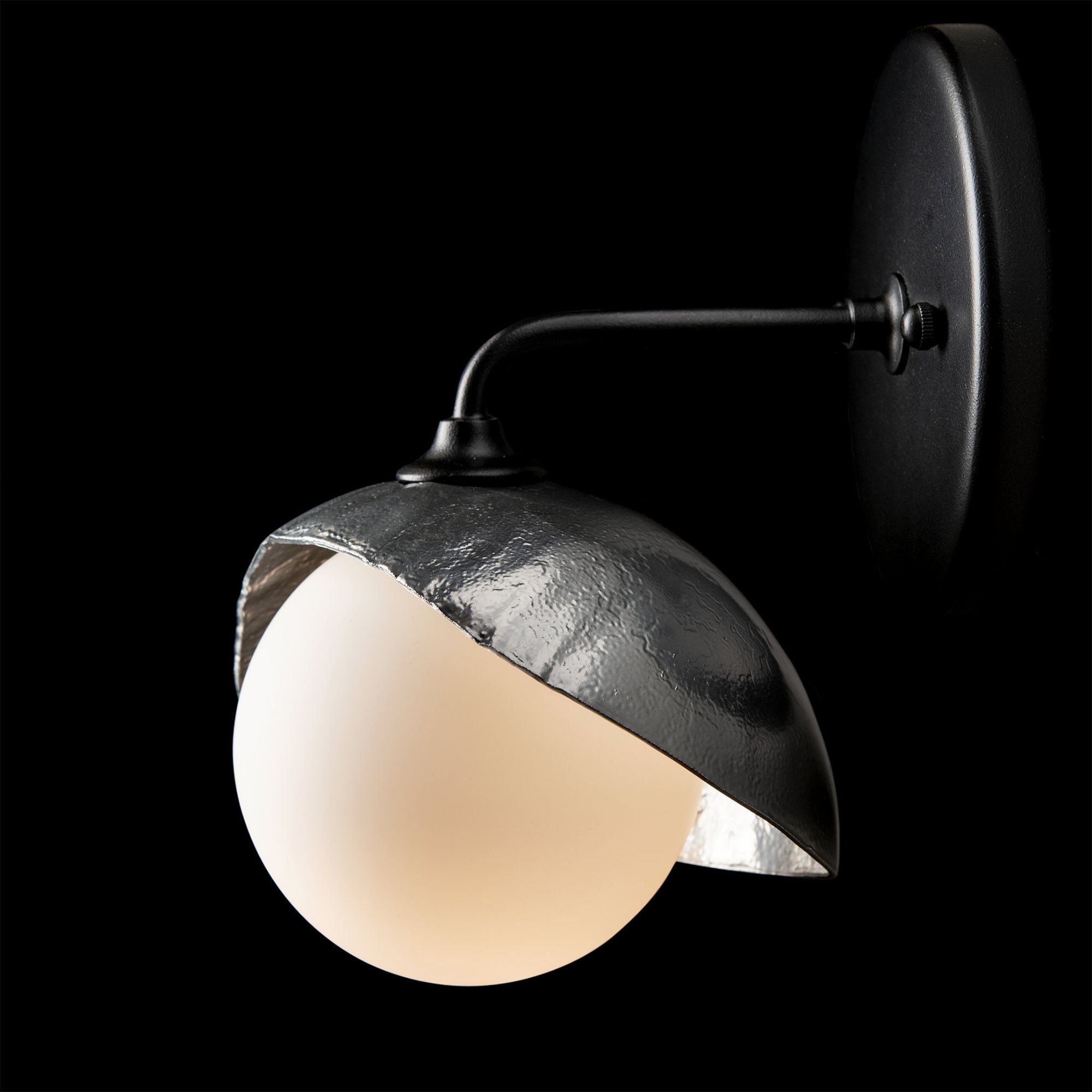 Brooklyn 1-Light Single Shade Bath Sconce 1-Light Sterling Accent Opal Glass (GG) in Black