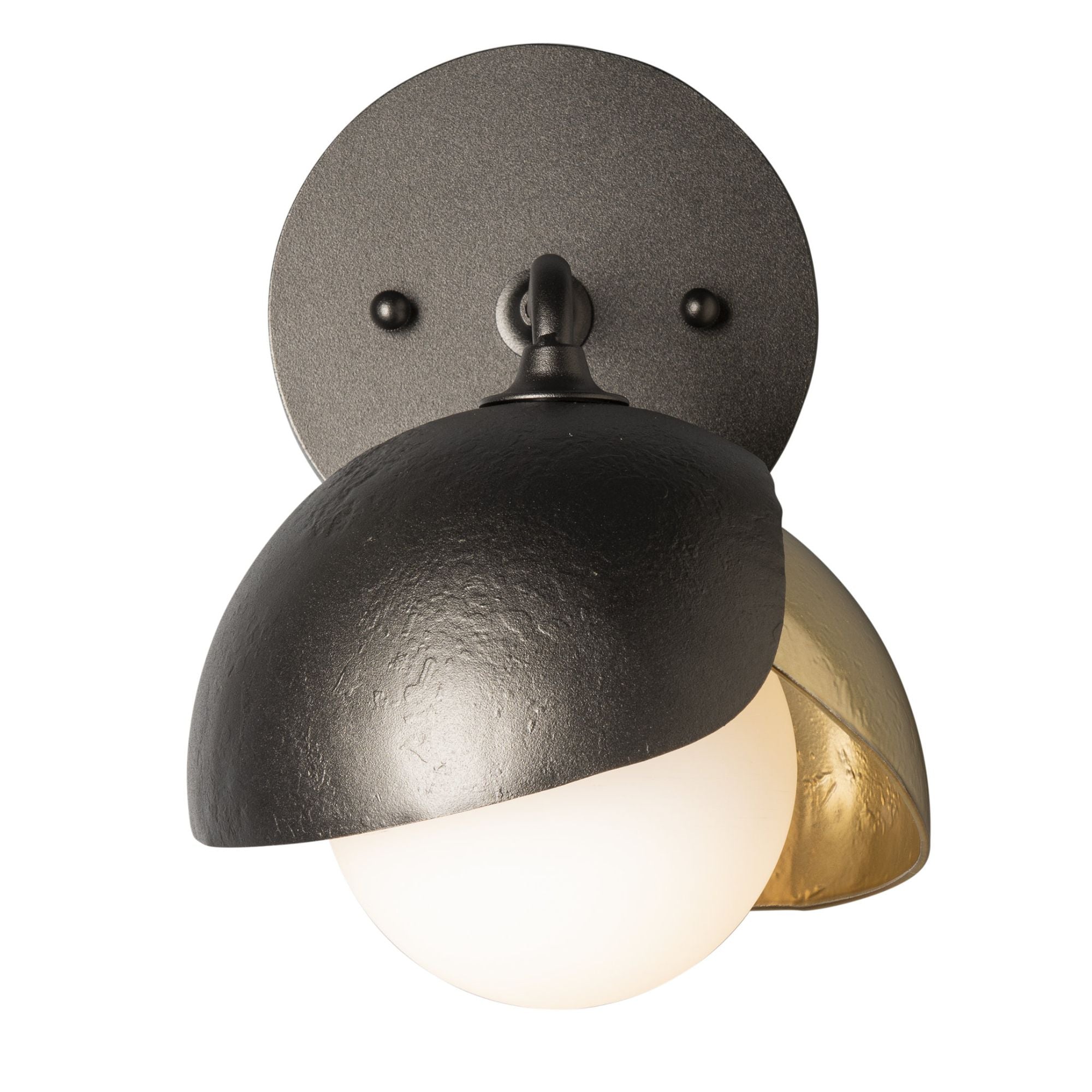 Brooklyn 1-Light Double Shade Bath Sconce 1-Light Modern Brass Accent Opal Glass (GG) in Oil Rubbed Bronze