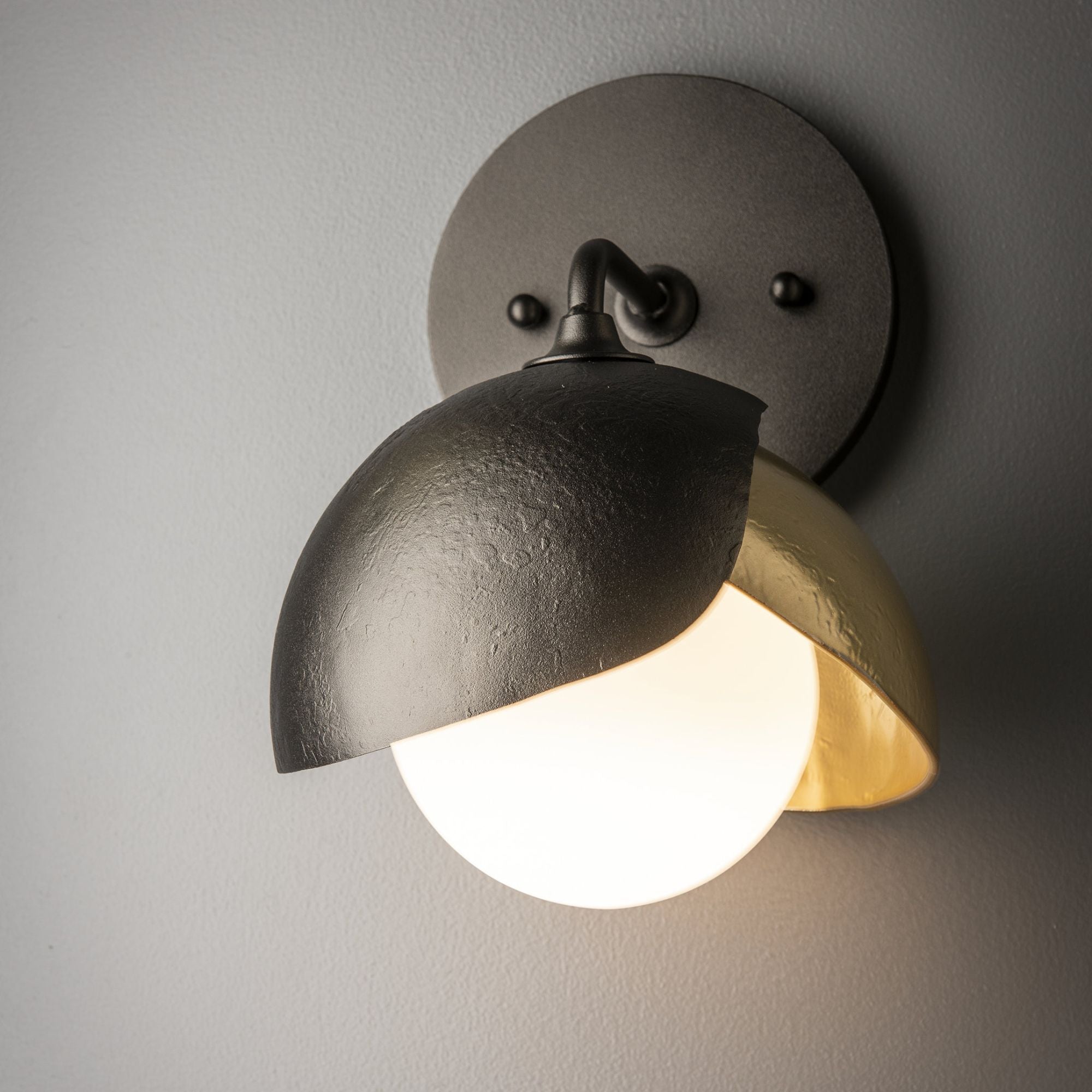 Brooklyn 1-Light Double Shade Bath Sconce 1-Light Modern Brass Accent Opal Glass (GG) in Oil Rubbed Bronze