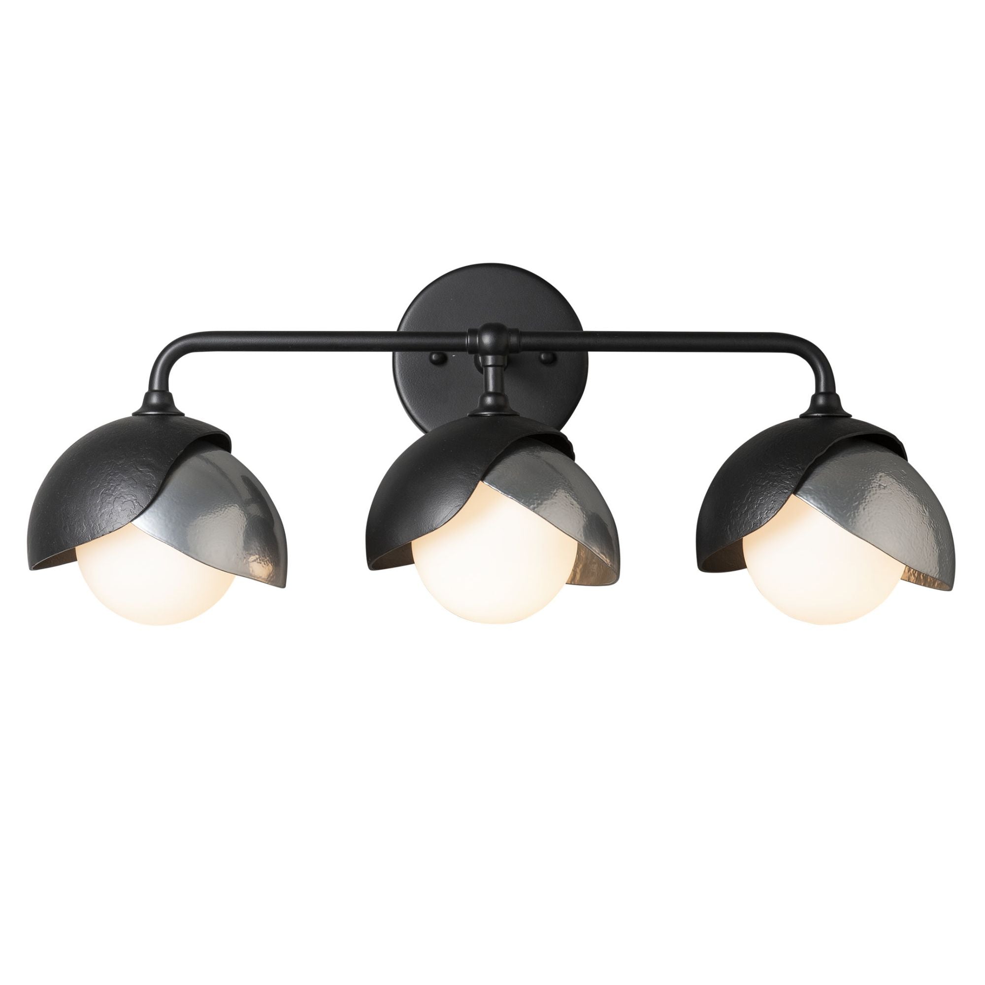 Brooklyn 3-Light Double Shade Bath Sconce 3-Light Sterling Accent Opal Glass (GG) in Black