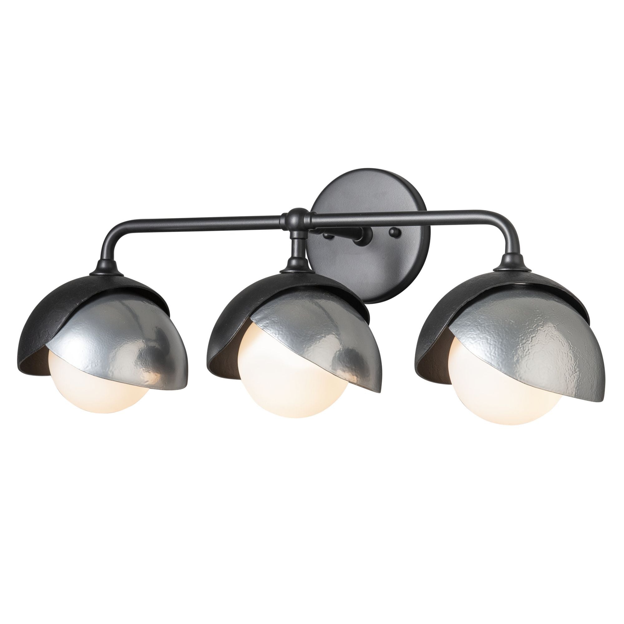 Brooklyn 3-Light Double Shade Bath Sconce 3-Light Sterling Accent Opal Glass (GG) in Black