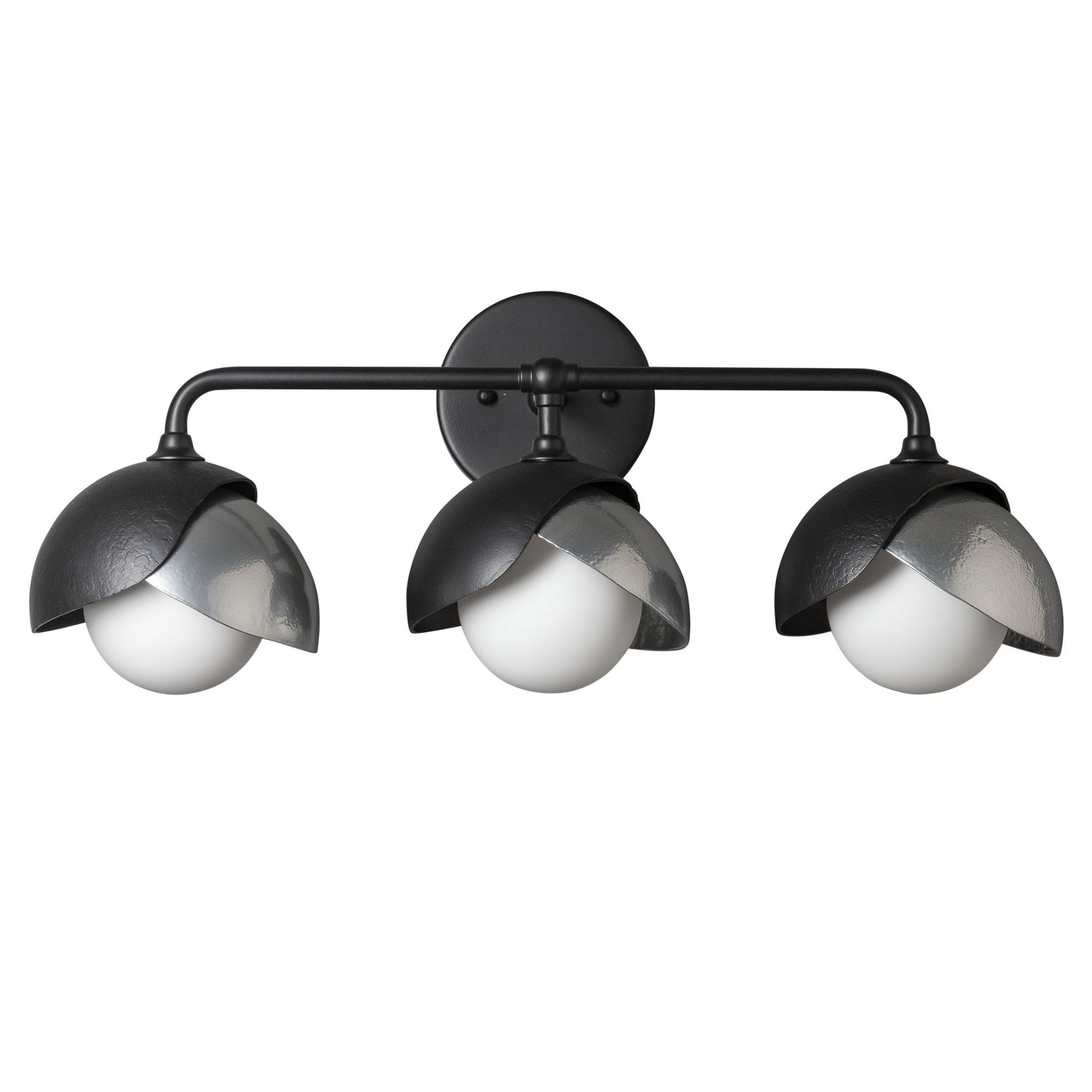 Brooklyn 3-Light Double Shade Bath Sconce 3-Light Sterling Accent Opal Glass (GG) in Black