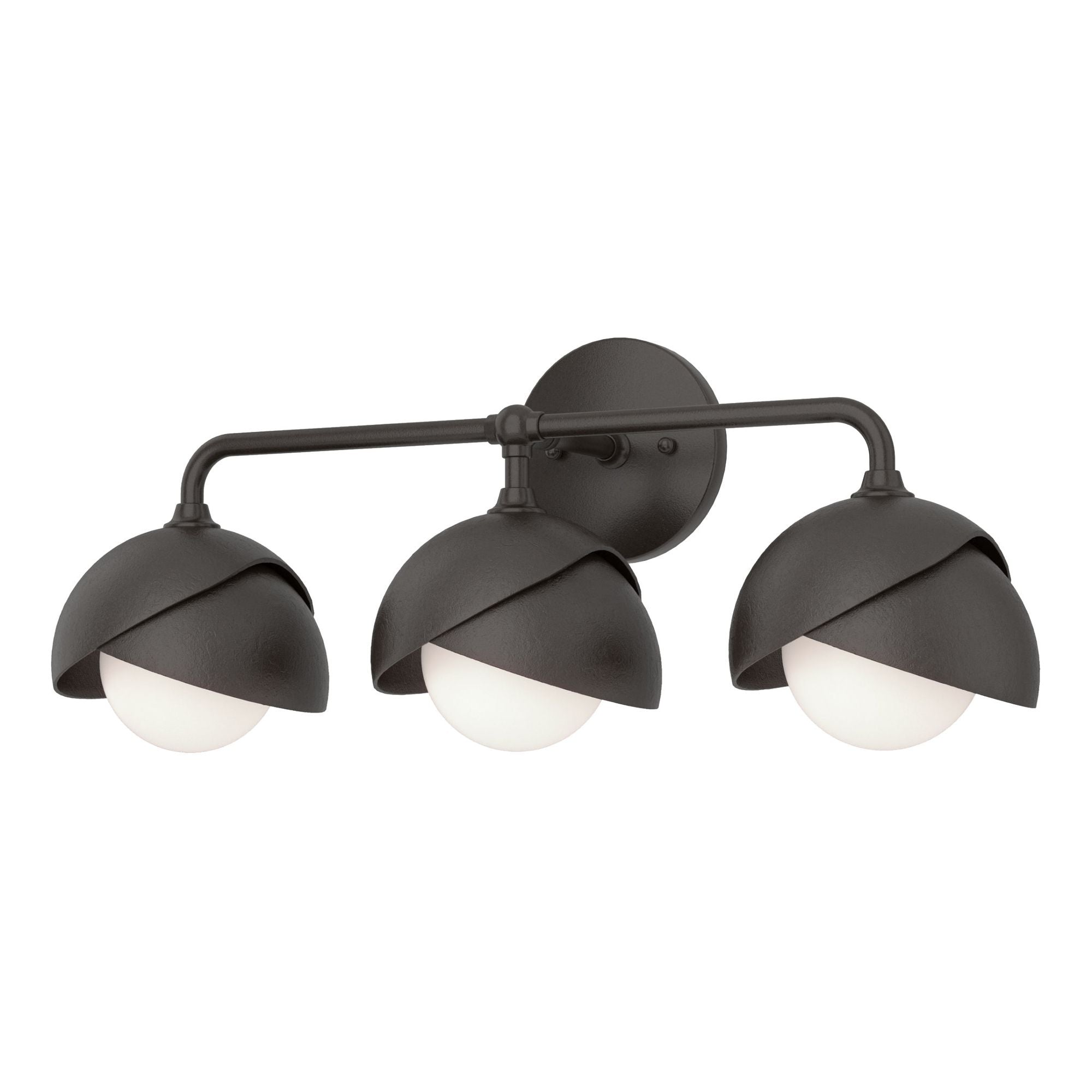 Brooklyn 3-Light Double Shade Bath Sconce 3-Light Oil Rubbed Bronze Accent Opal Glass (GG) in Oil Rubbed Bronze