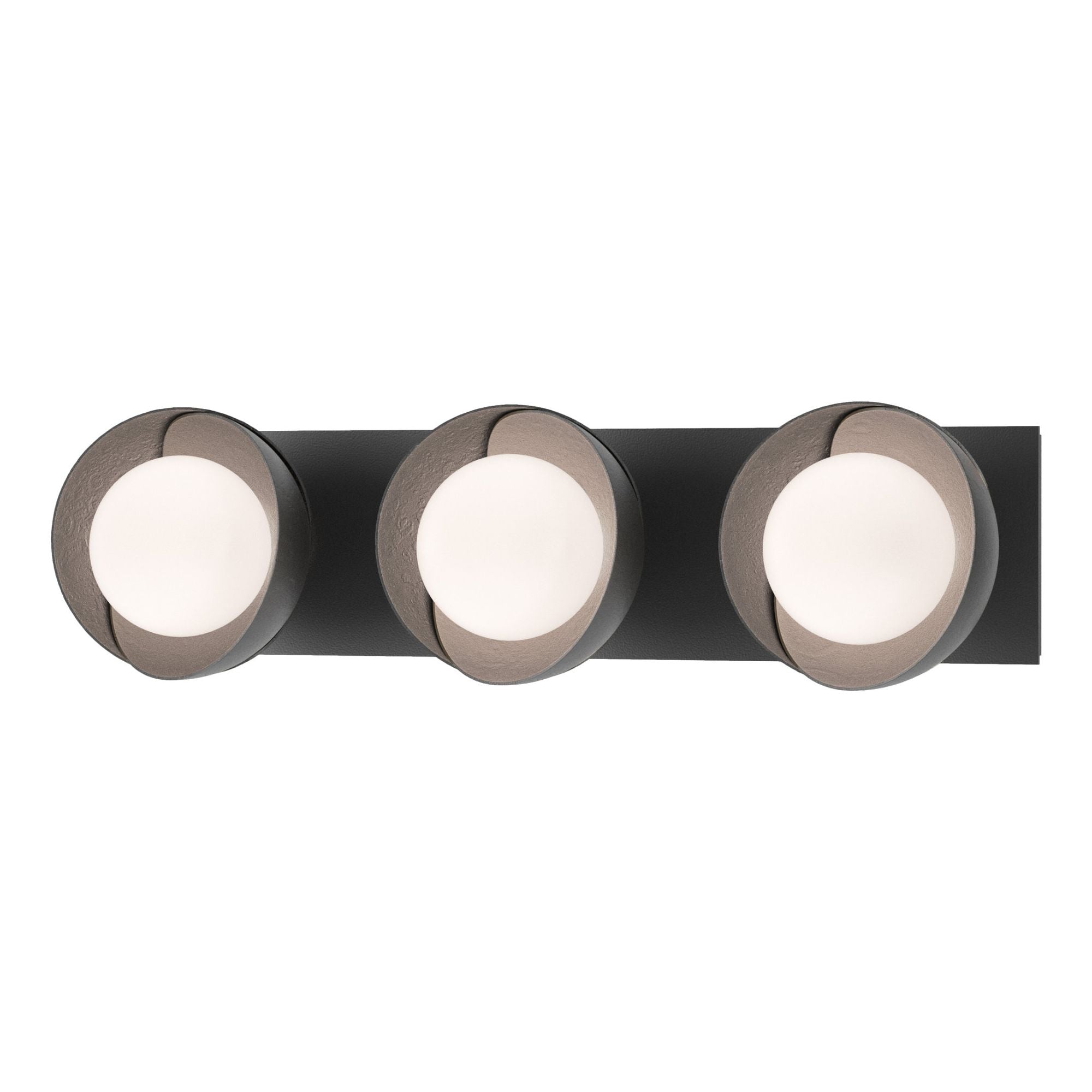 Brooklyn 3-Light Straight Double Shade Bath Sconce 3-Light Black Accent Opal Glass (GG) in Black