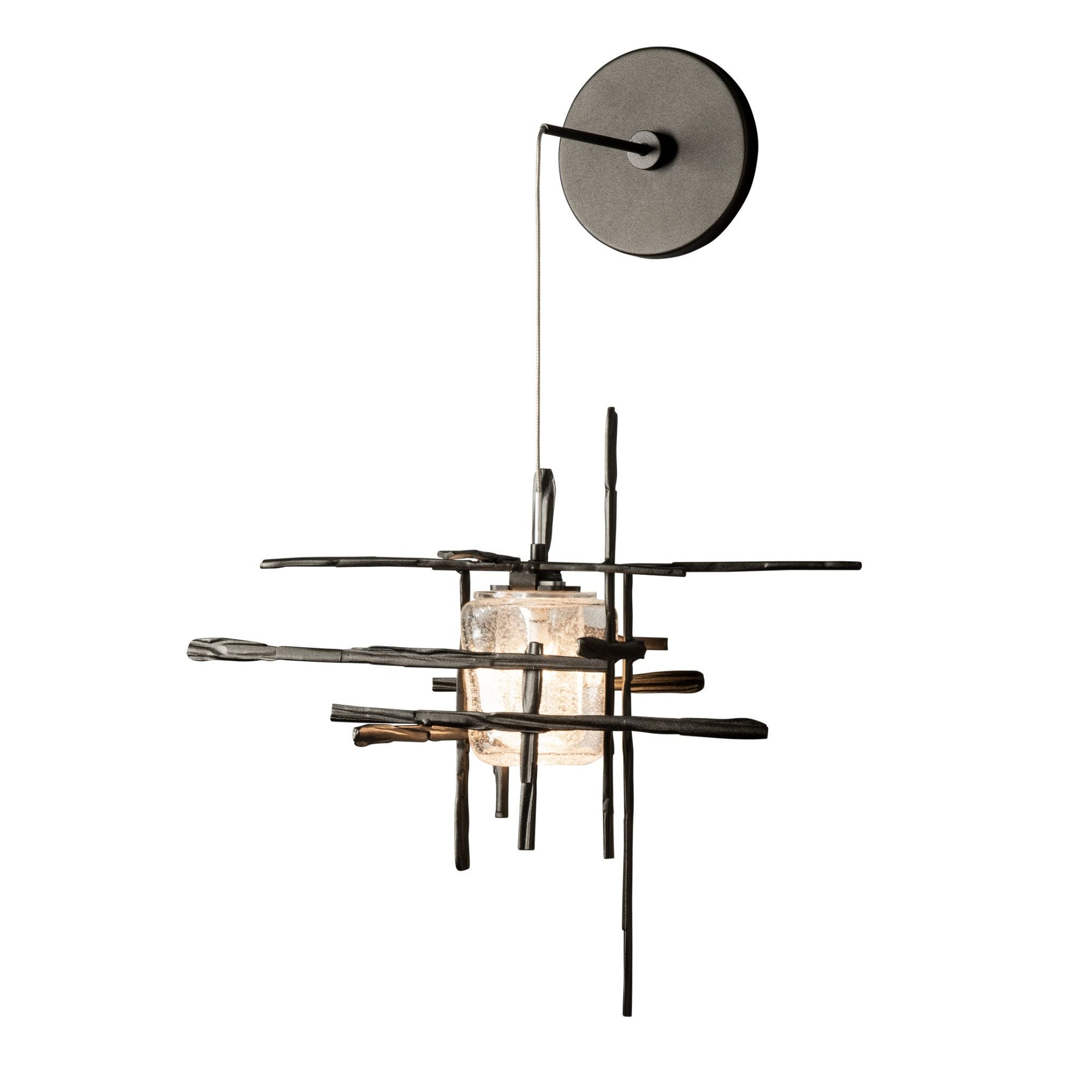 Tura Seeded Glass Low Voltage Sconce 1-Light Seeded Clear Glass (II) in Oil Rubbed Bronze