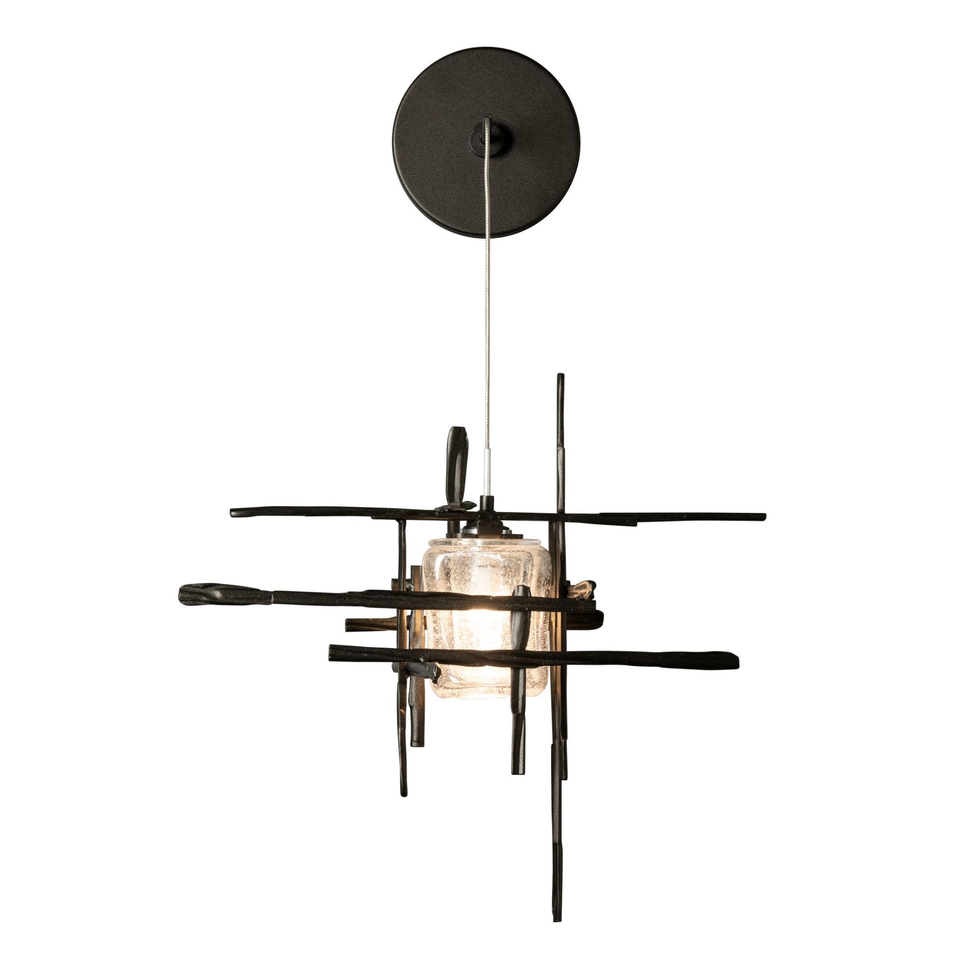 Tura Seeded Glass Low Voltage Sconce 1-Light Seeded Clear Glass (II) in Oil Rubbed Bronze