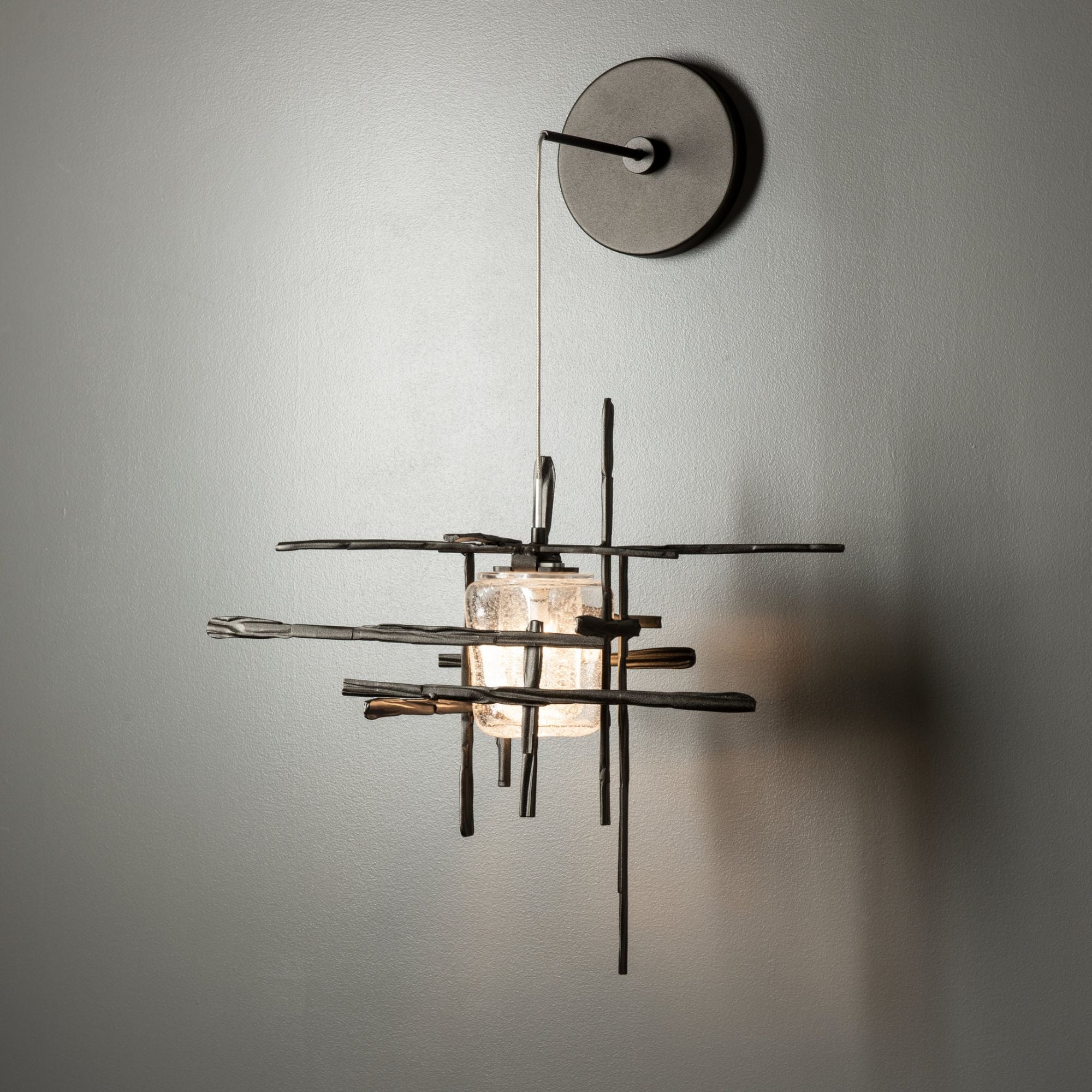 Tura Seeded Glass Low Voltage Sconce 1-Light Seeded Clear Glass (II) in Oil Rubbed Bronze