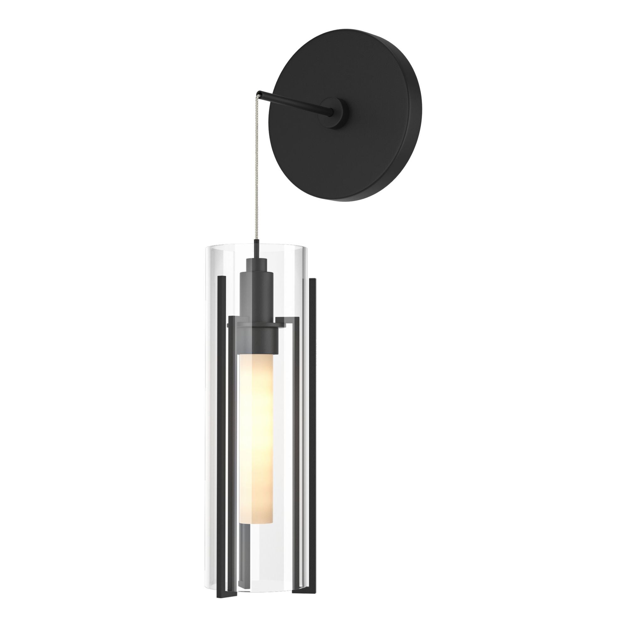 Exos Glass Mini Low Voltage Sconce 1-Light Clear Glass (ZM) in Black