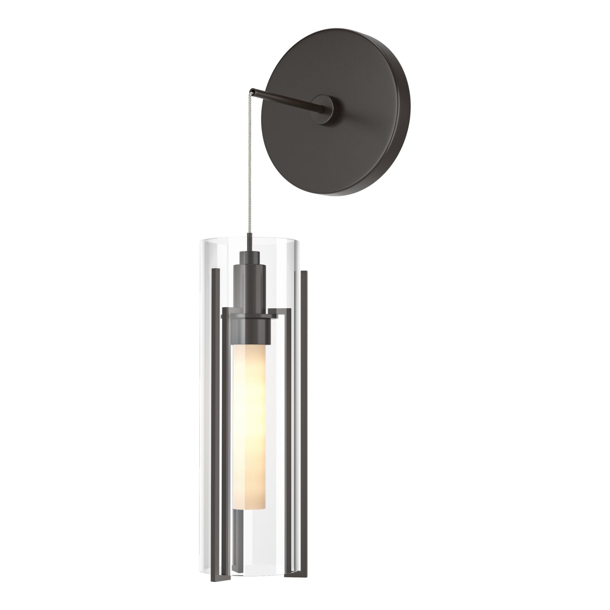Exos Glass Mini Low Voltage Sconce 1-Light Clear Glass (ZM) in Oil Rubbed Bronze
