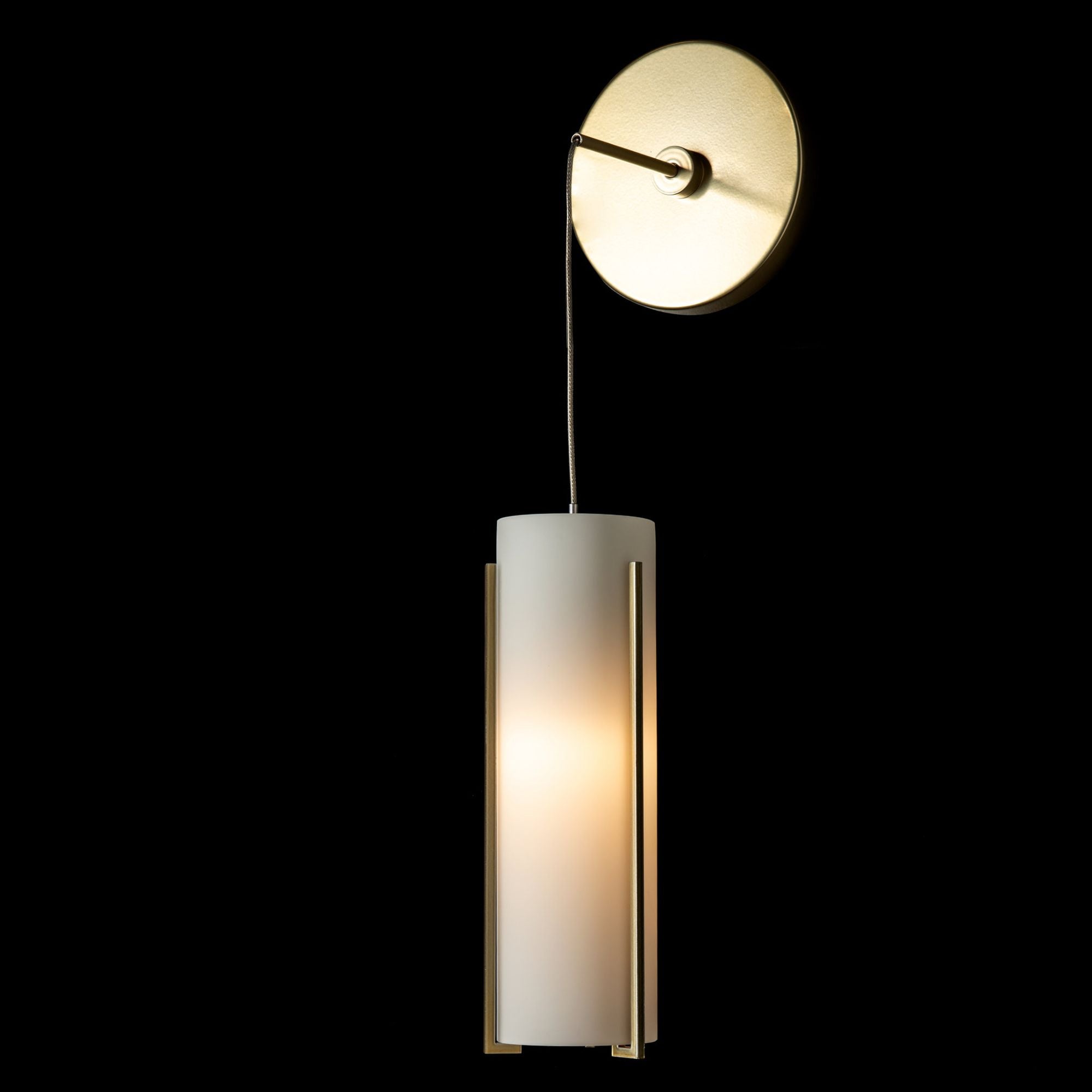 Exos Glass Mini Low Voltage Sconce 1-Light Opal Glass (GG) in Modern Brass