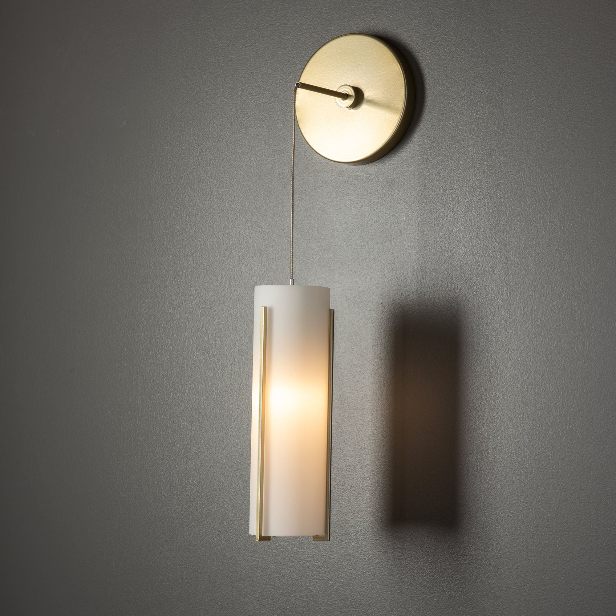 Exos Glass Mini Low Voltage Sconce 1-Light Opal Glass (GG) in Modern Brass