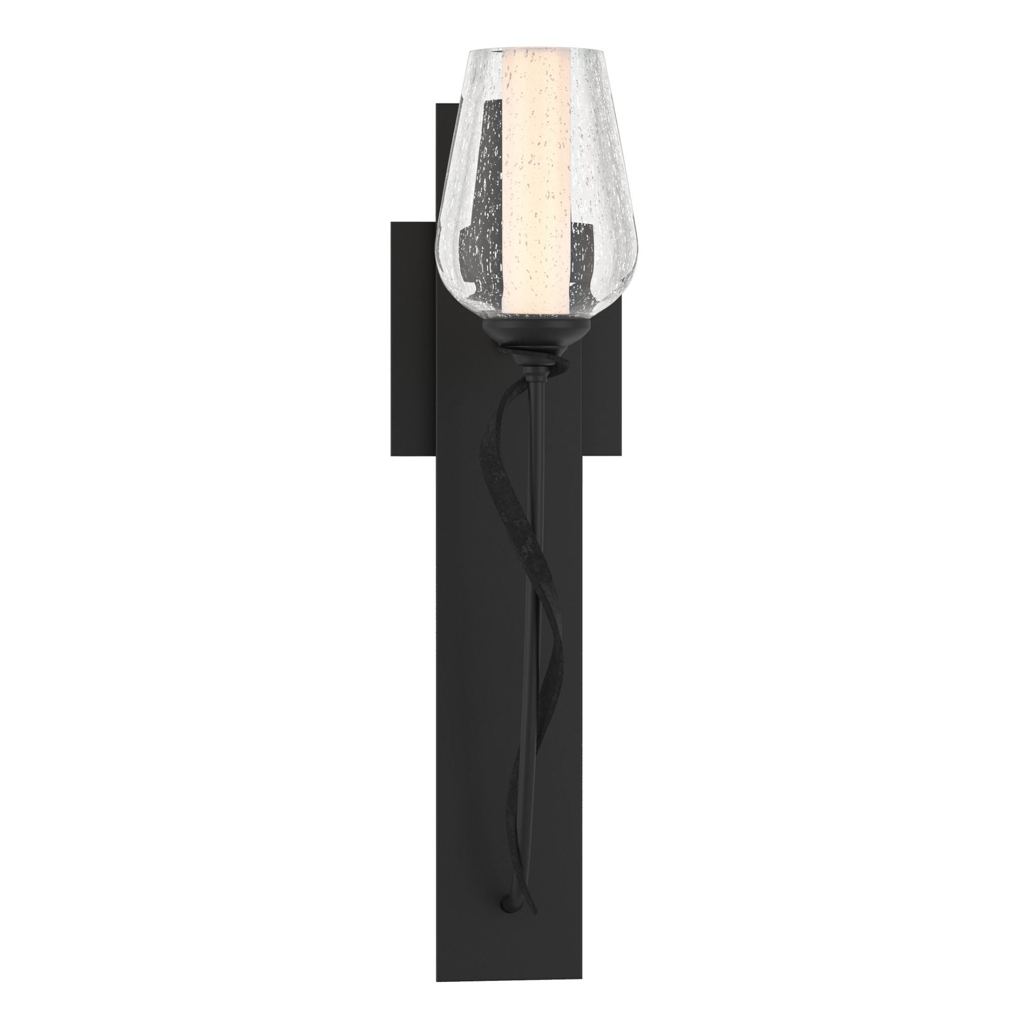 Flora Seeded Glass Sconce 1-Light Seeded Glass with Opal Diffuser (ZS) in Black