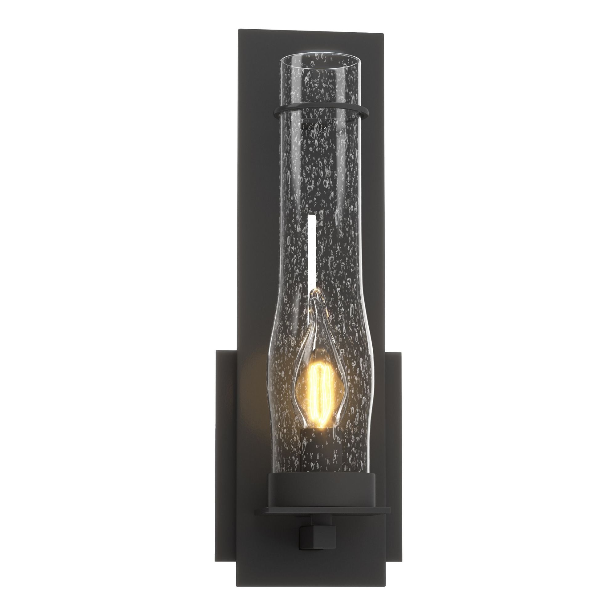 New Town Sconce 1-Light Seeded Clear Glass (II) in Black