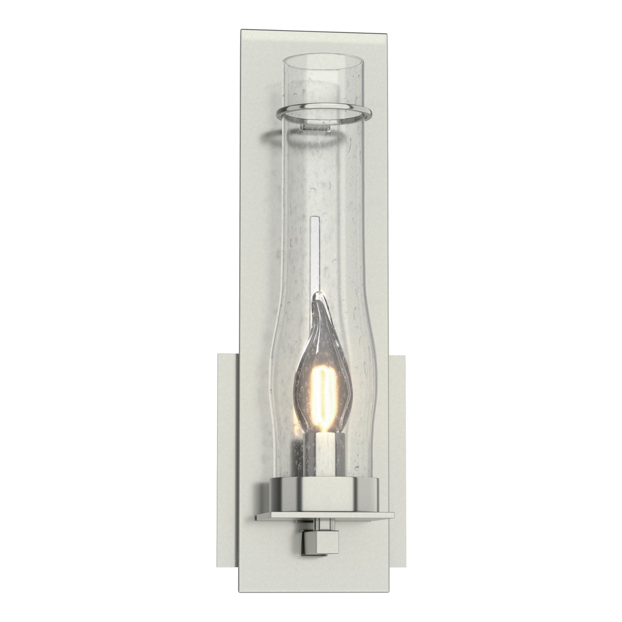 New Town Sconce 1-Light Seeded Clear Glass (II) in Sterling