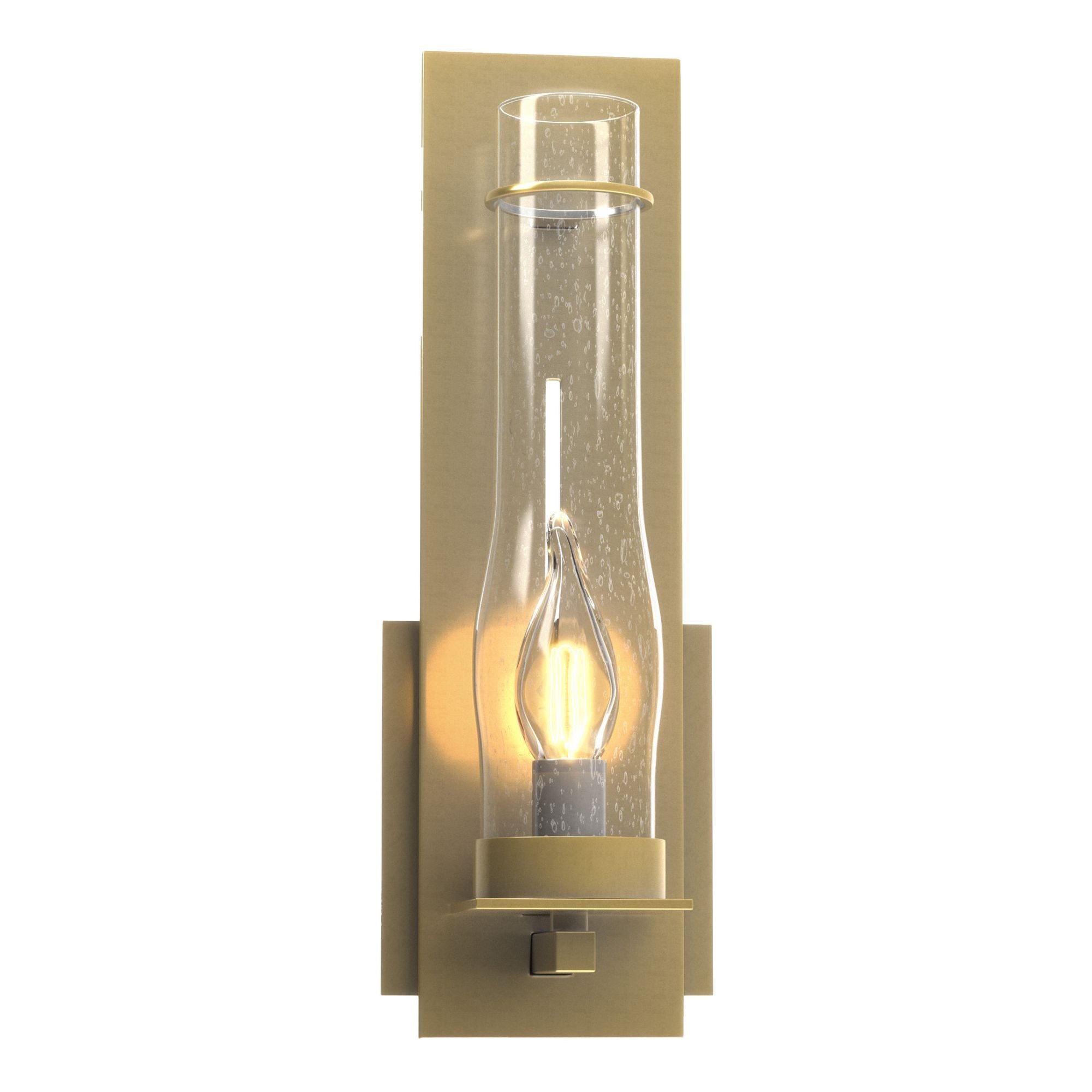 New Town Sconce 1-Light Seeded Clear Glass (II) in Modern Brass