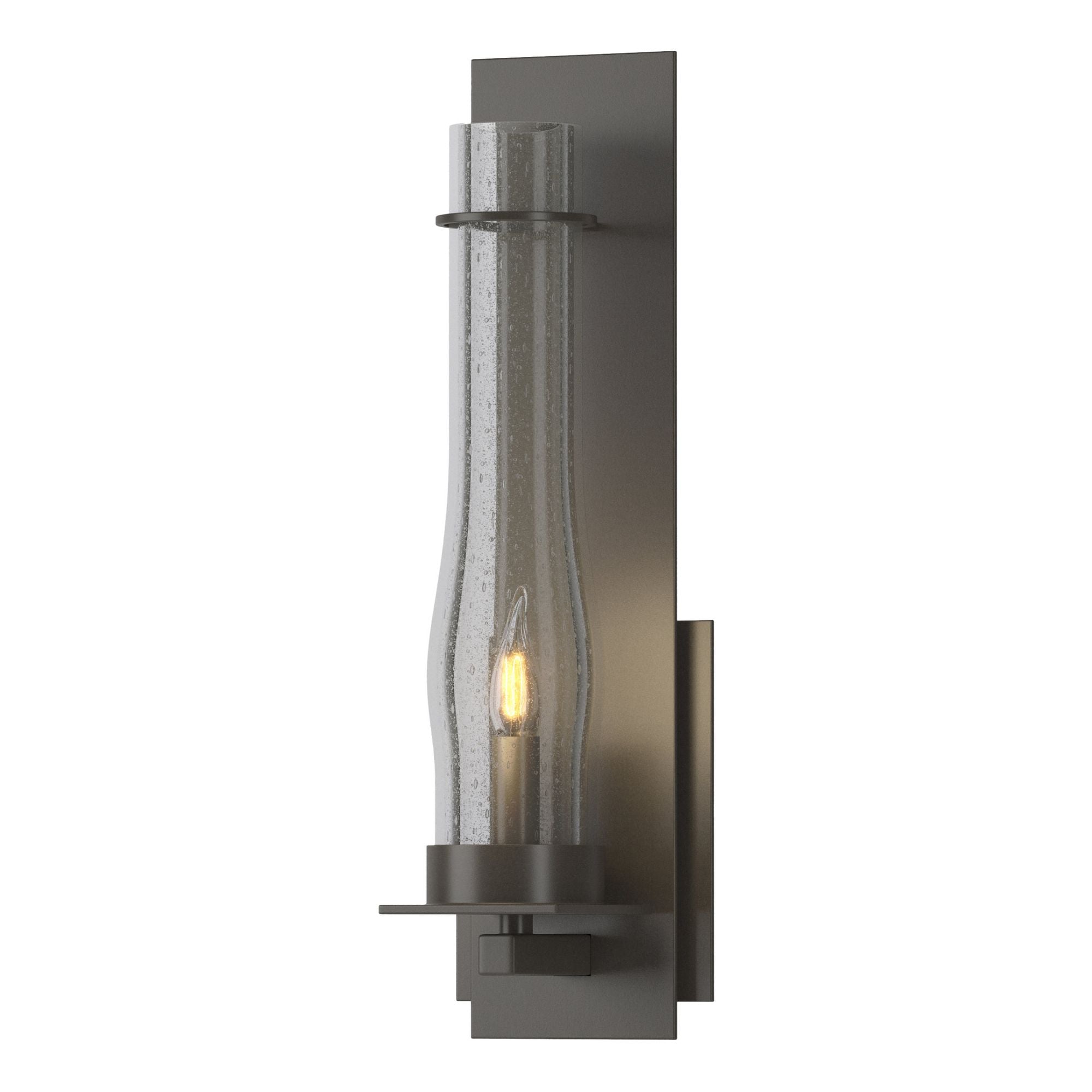 New Town Large Sconce 1-Light Seeded Clear Glass (II) in Dark Smoke