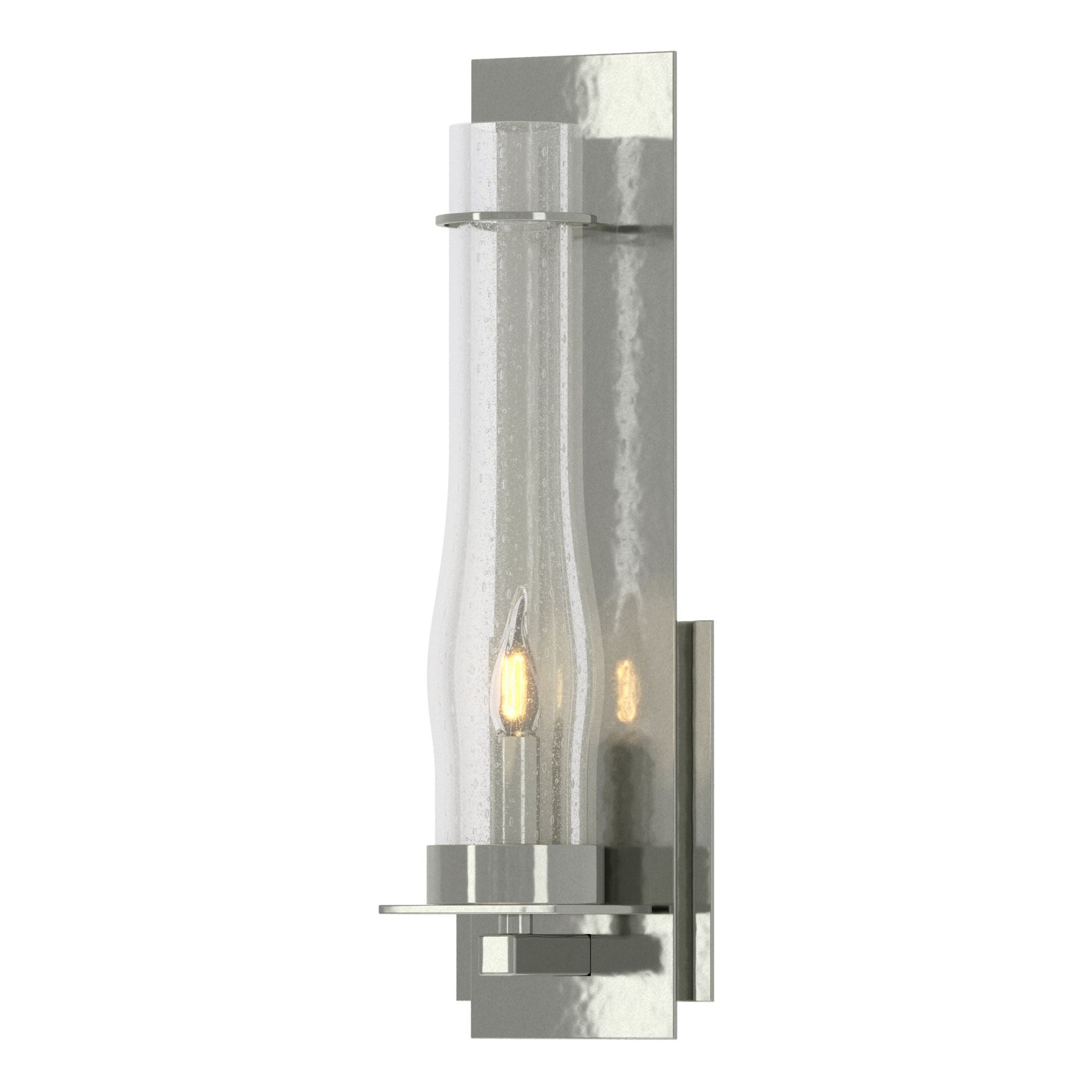 New Town Large Sconce 1-Light Seeded Clear Glass (II) in Sterling
