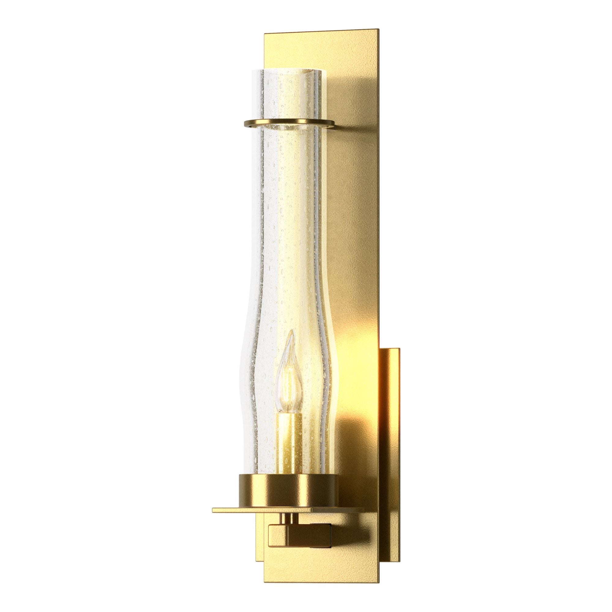 New Town Large Sconce 1-Light Seeded Clear Glass (II) in Modern Brass