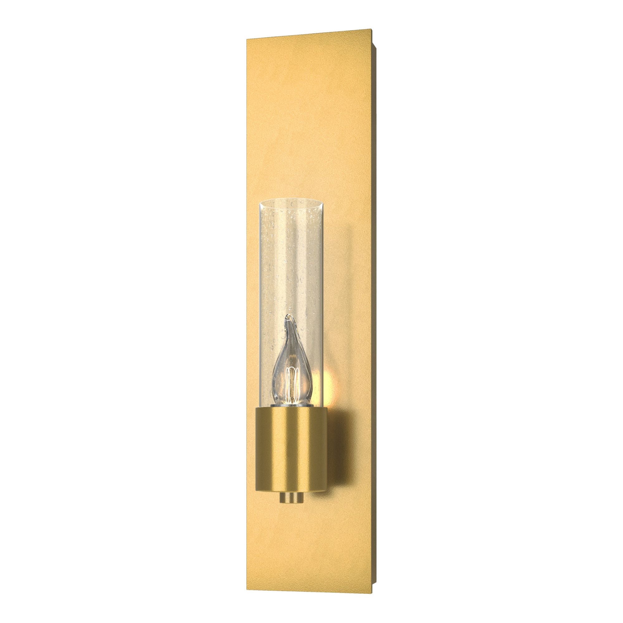 Pillar 1 Light Sconce 1-Light Seeded Clear Glass (II) in Modern Brass