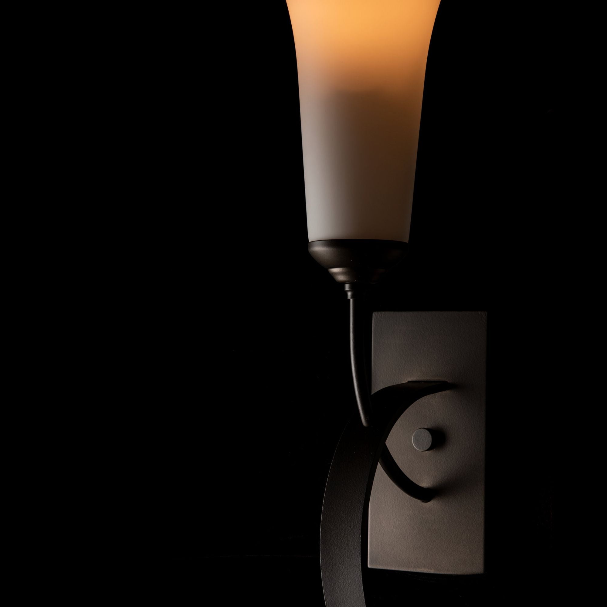 Sweeping Taper Sconce 1-Light Opal Glass (GG) in Dark Smoke