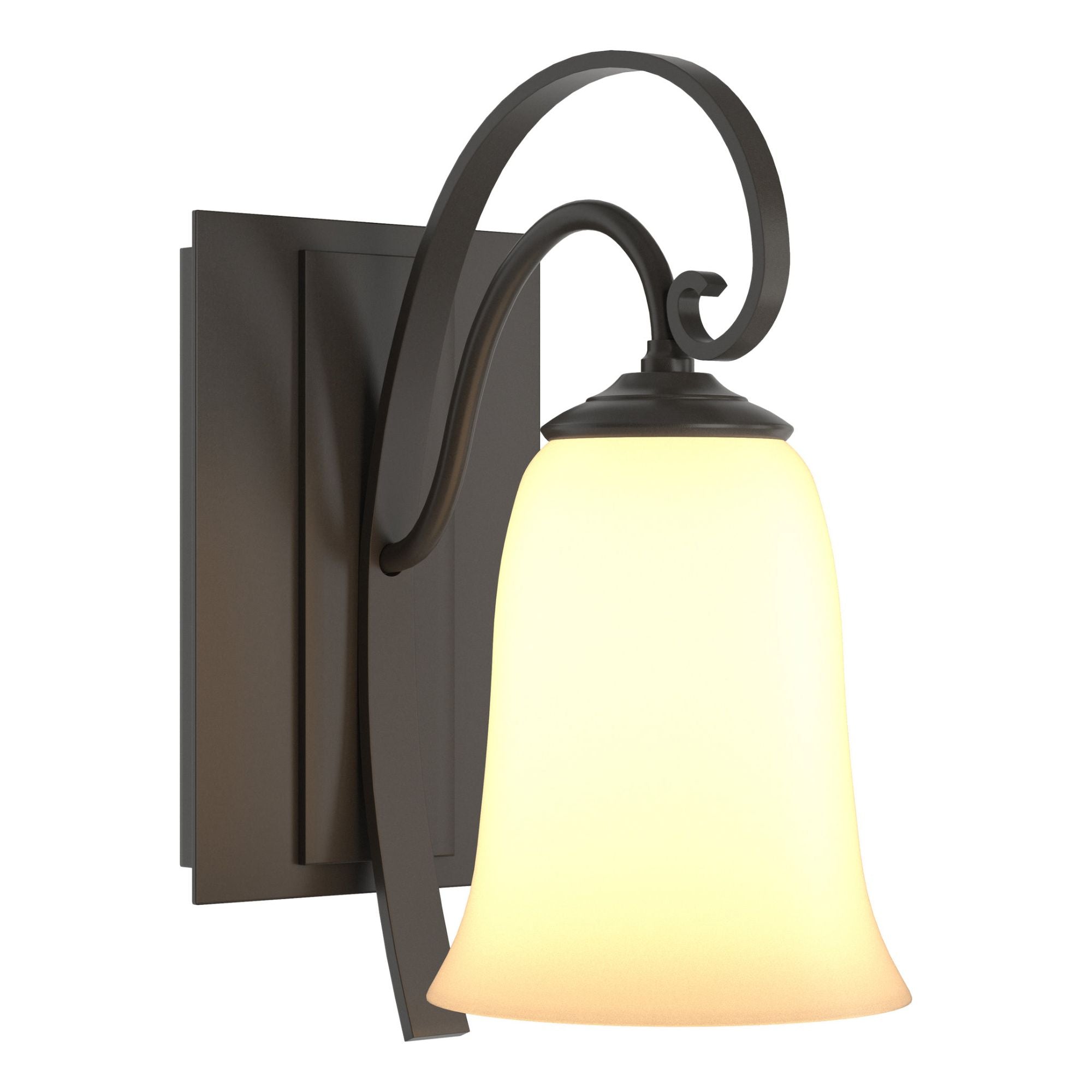 Scroll Sconce 1-Light Opal Glass (GG) in Dark Smoke