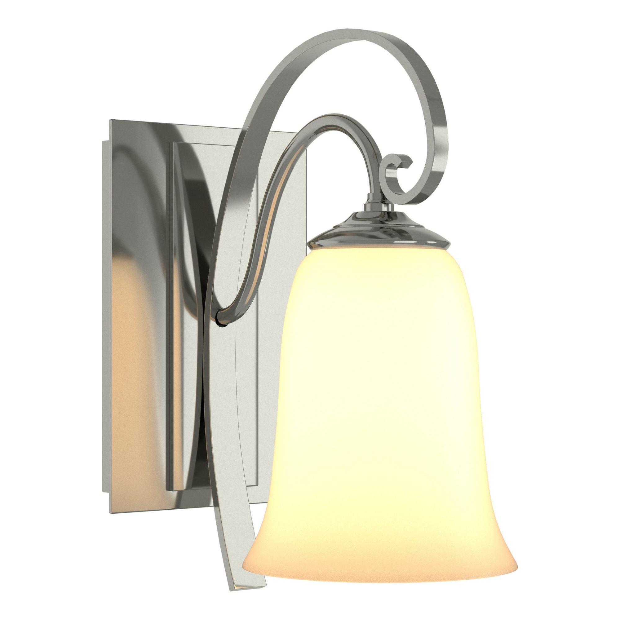 Scroll Sconce 1-Light Opal Glass (GG) in Sterling