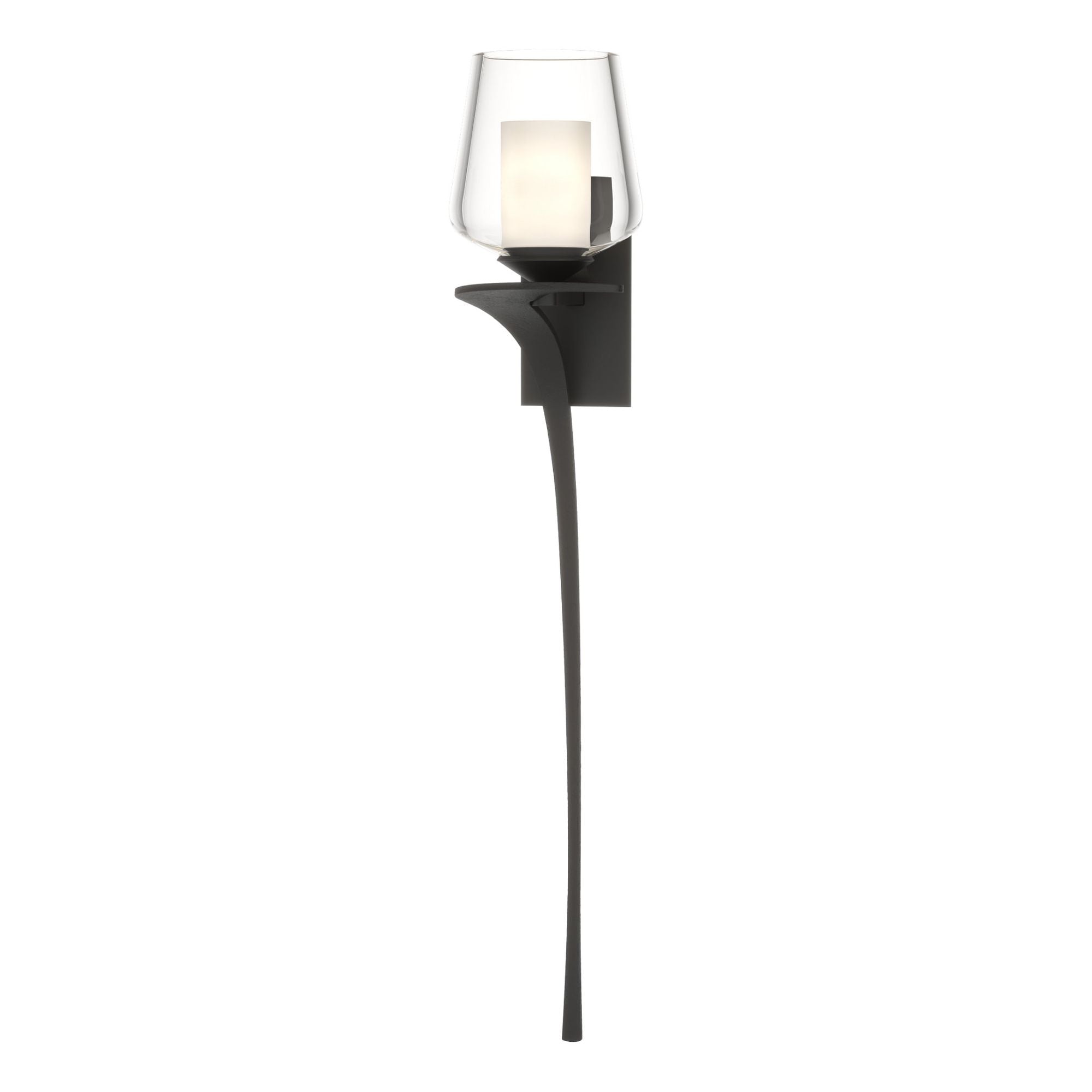 Antasia Double Glass 1 Light Sconce 1-Light Left Facing Clear Glass with Opal Diffuser (ZU) in Black