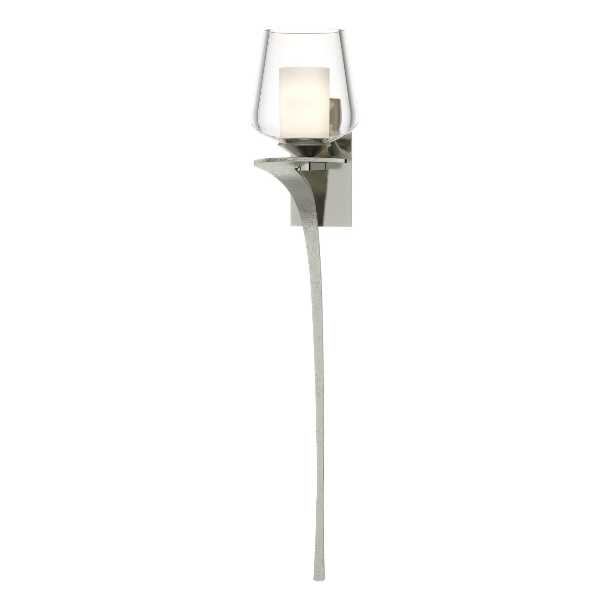 Antasia Double Glass 1 Light Sconce 1-Light Left Facing Clear Glass with Opal Diffuser (ZU) in Sterling