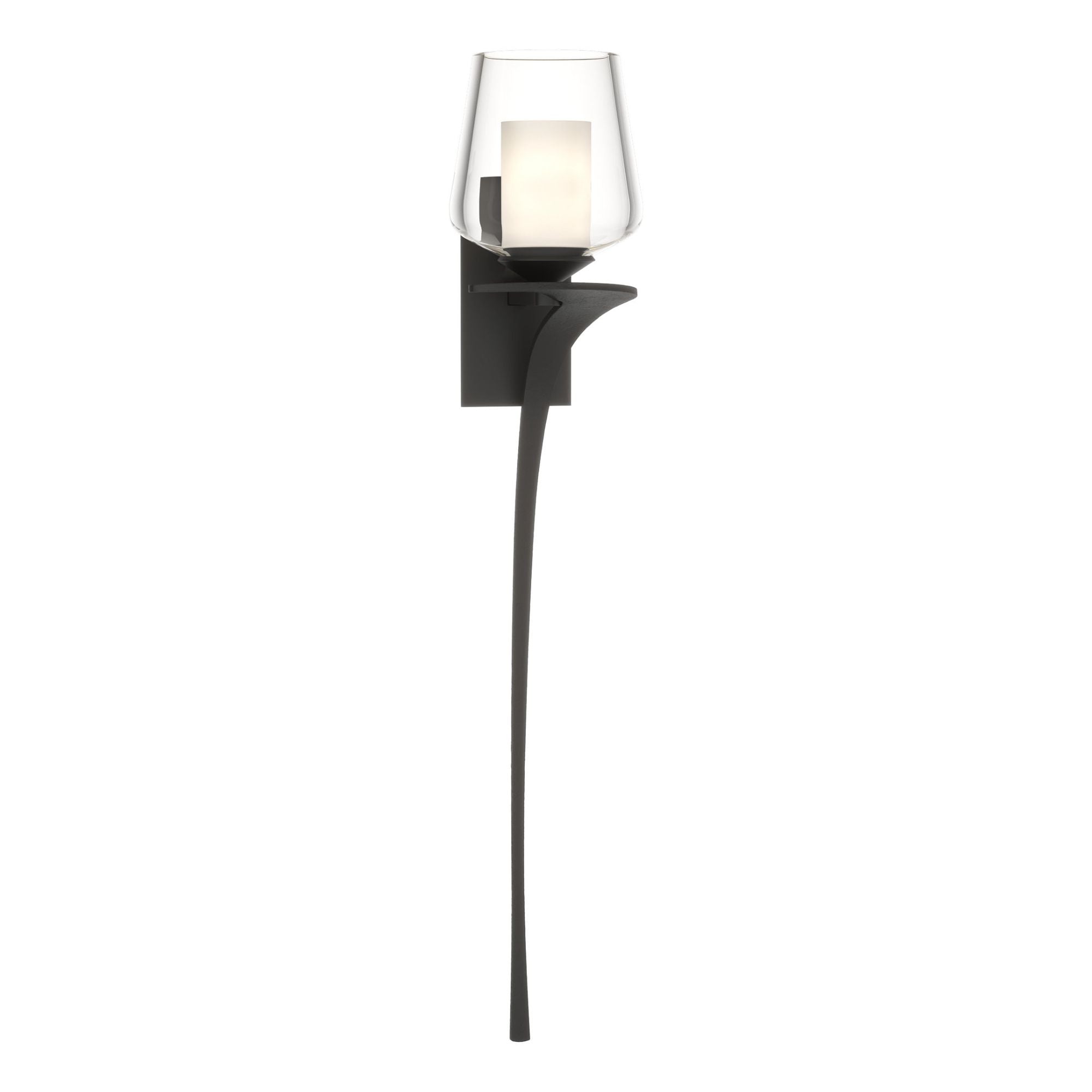 Antasia Double Glass 1 Light Sconce 1-Light Right Facing Clear Glass with Opal Diffuser (ZU) in Black