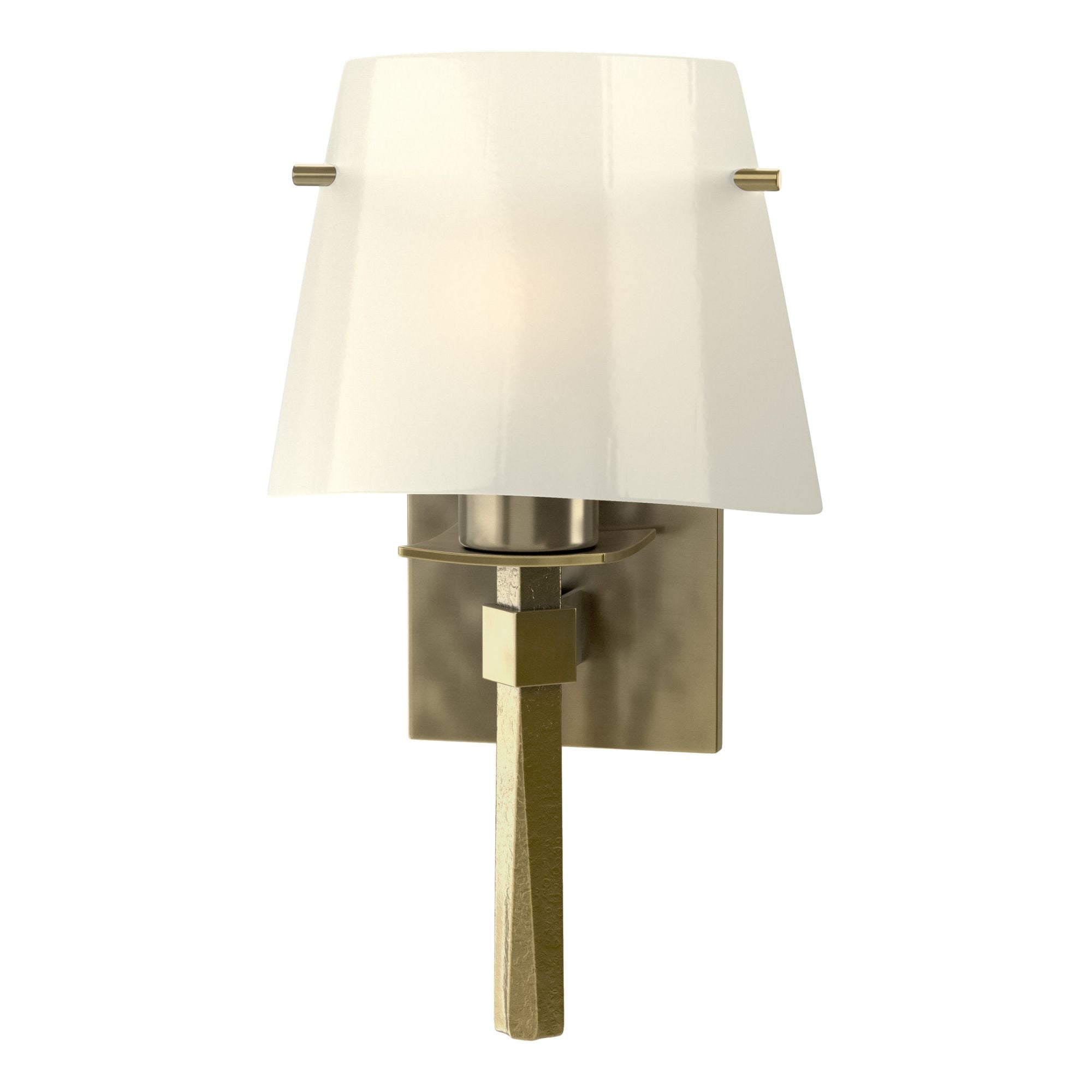 Beacon Hall Half Cone Glass Sconce 1-Light Ivory Art Glass (CC) in Modern Brass