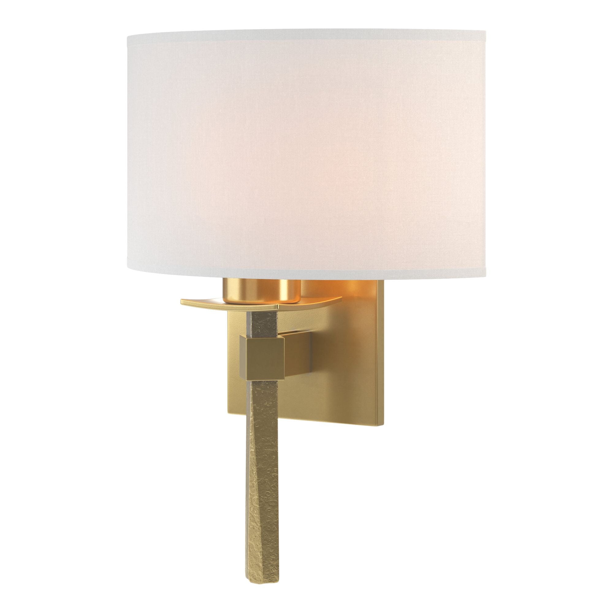 Beacon Hall Half Drum Shade Sconce 1-Light Natural Anna Shade (SF) in Modern Brass