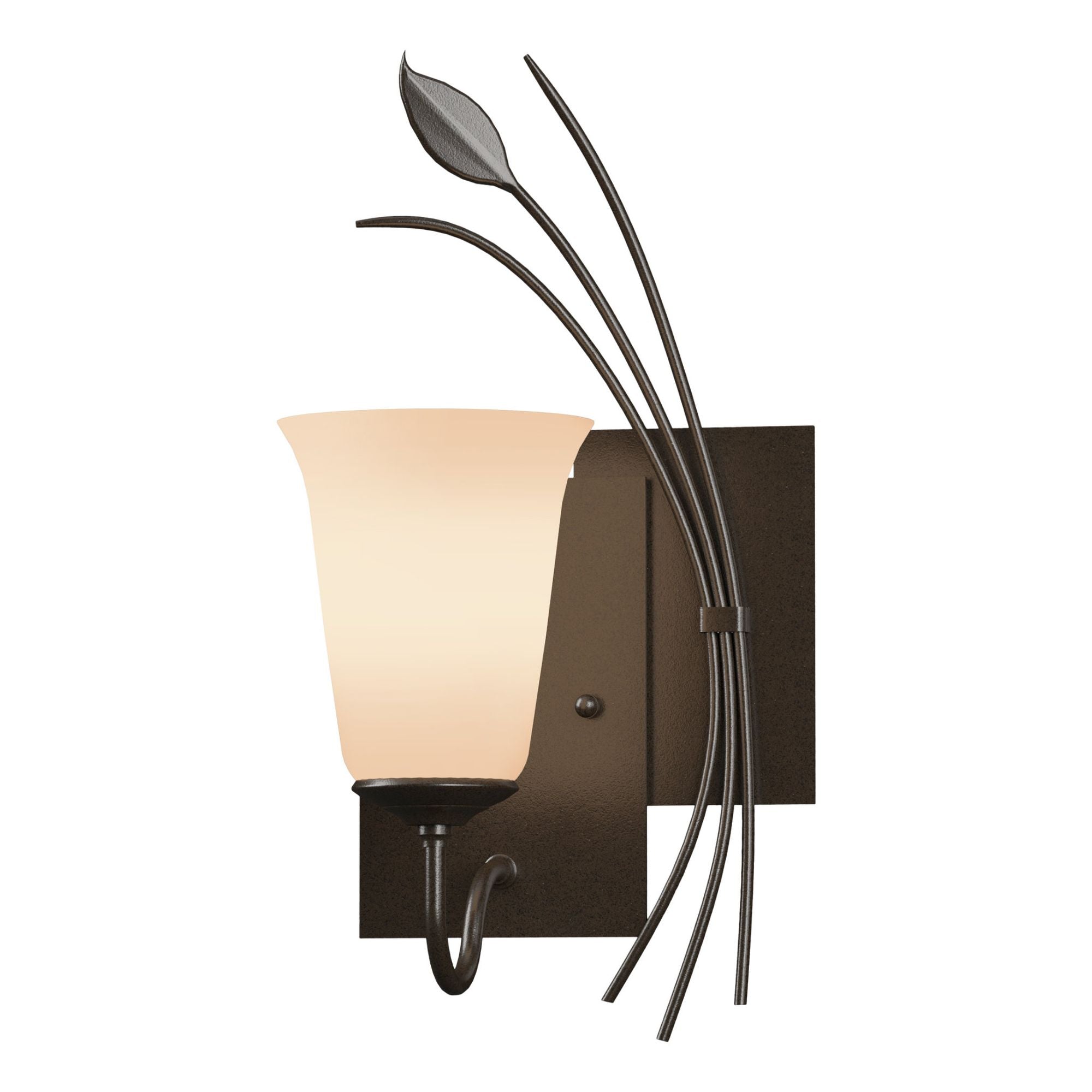Forged Leaf Sconce 1-Light Right Facing Opal Glass (GG) in Oil Rubbed Bronze