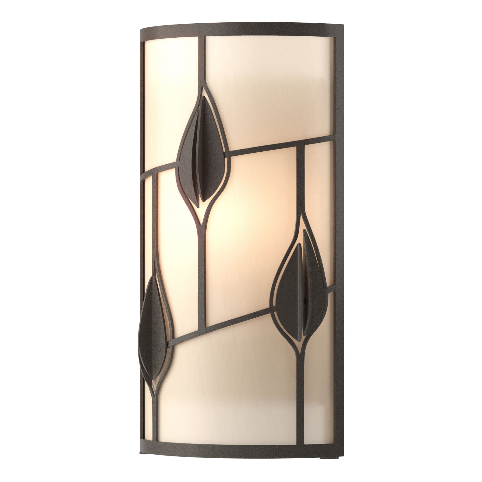 Alison's Leaves Sconce 1-Light White Art Glass (BB) in Dark Smoke