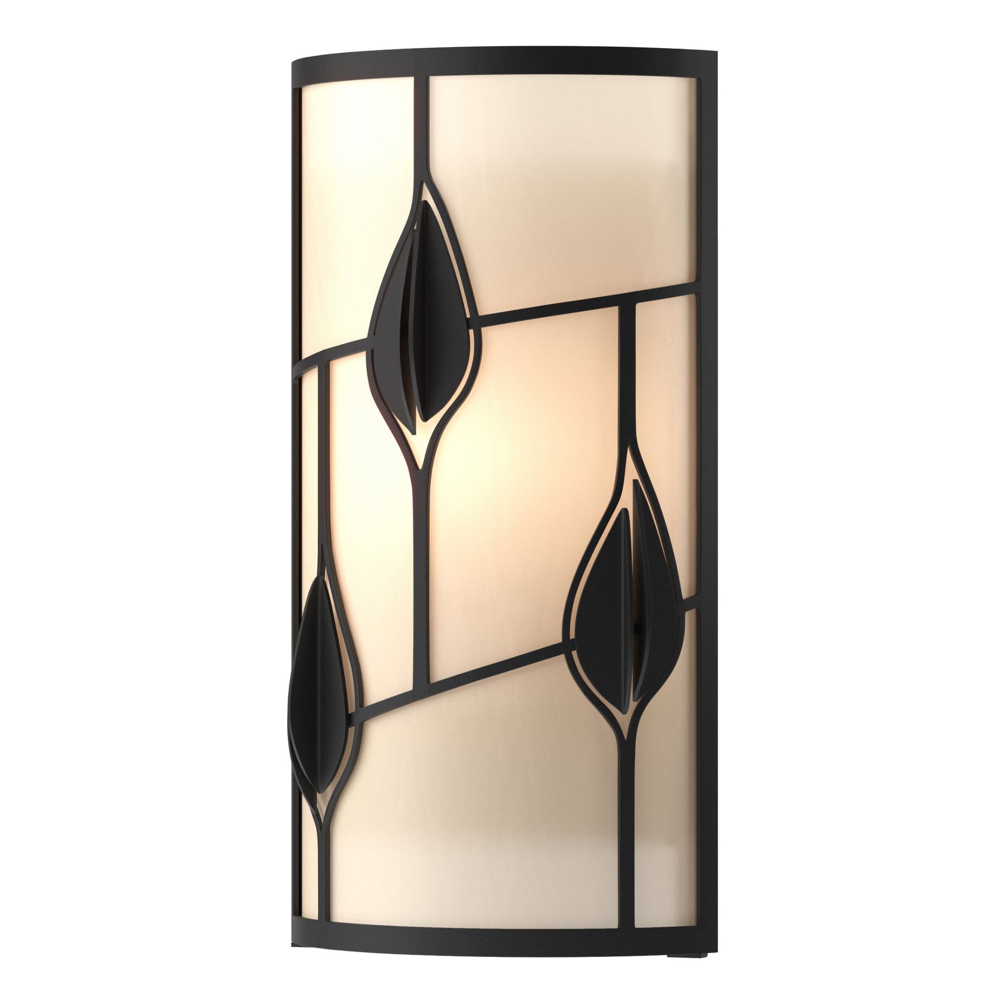Alison's Leaves Sconce 1-Light White Art Glass (BB) in Black