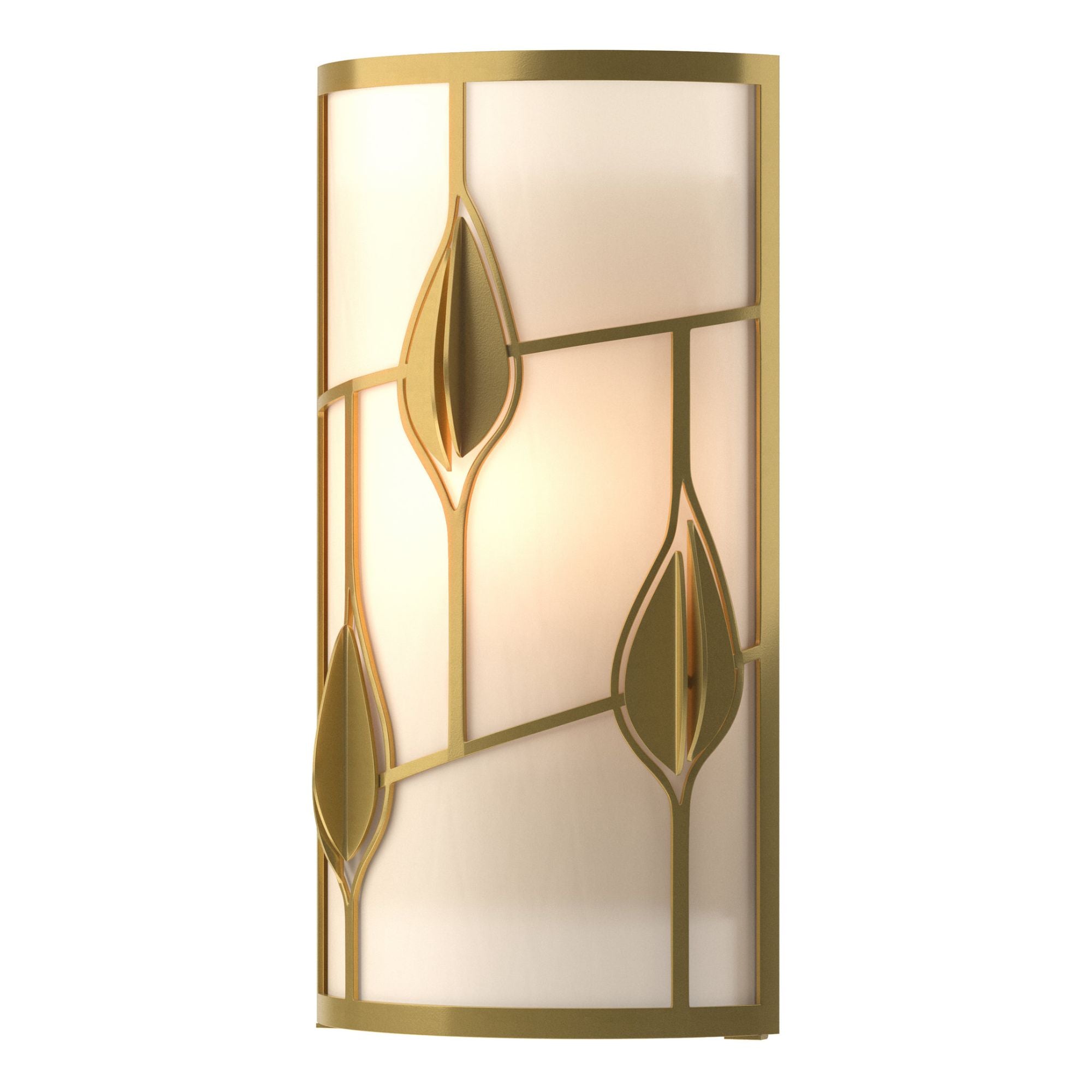 Alison's Leaves Sconce 1-Light White Art Glass (BB) in Modern Brass